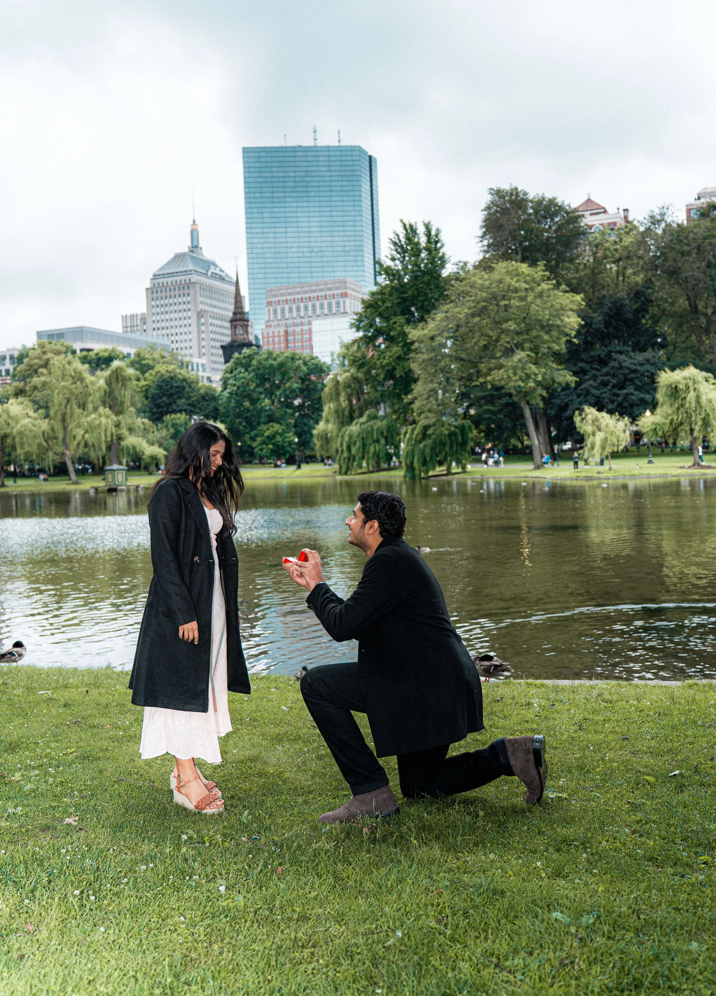 Summer surprise proposal at Boston Public Garden engagement session