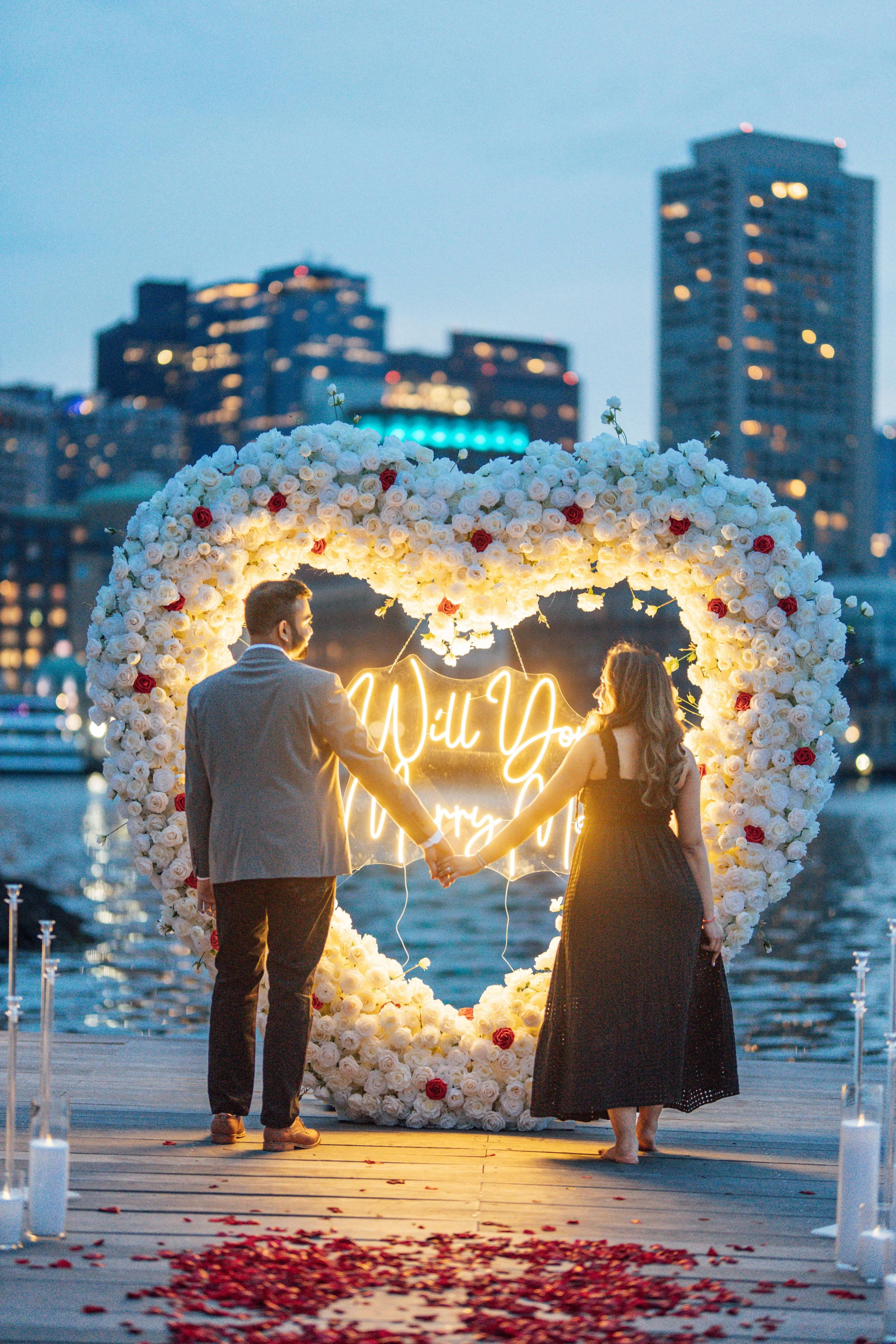 Boston Seaport engagement proposal captured by Boston proposal photographer