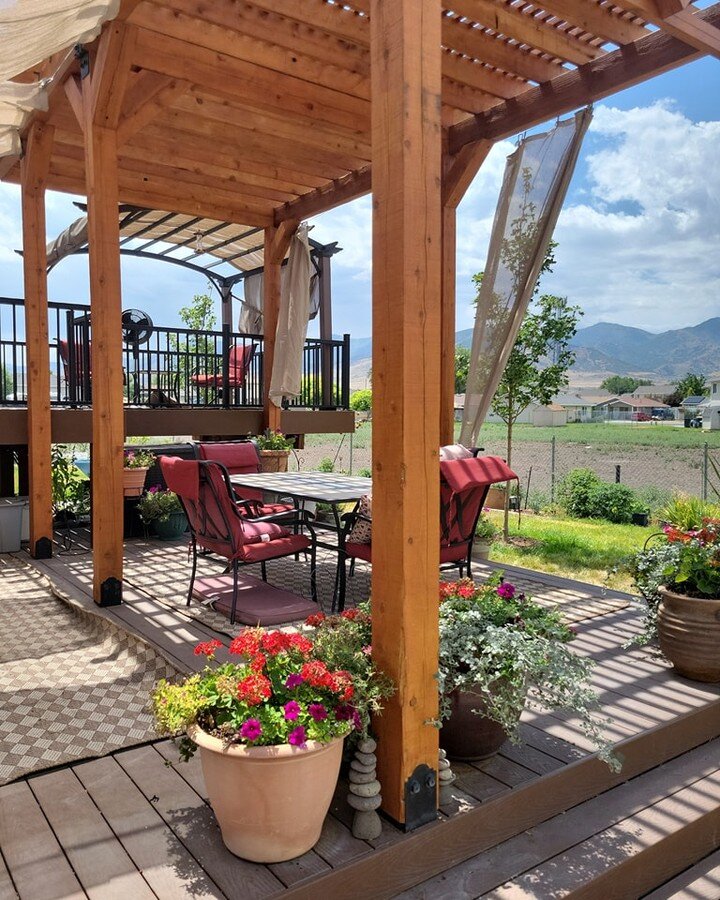 Just finished restaining this pergola. Best way way to take care of your deck, pergola, or gazebo is to keep the wood treated. For a free bid call/text Your Handyman Pros. 801.949.2376 Mike