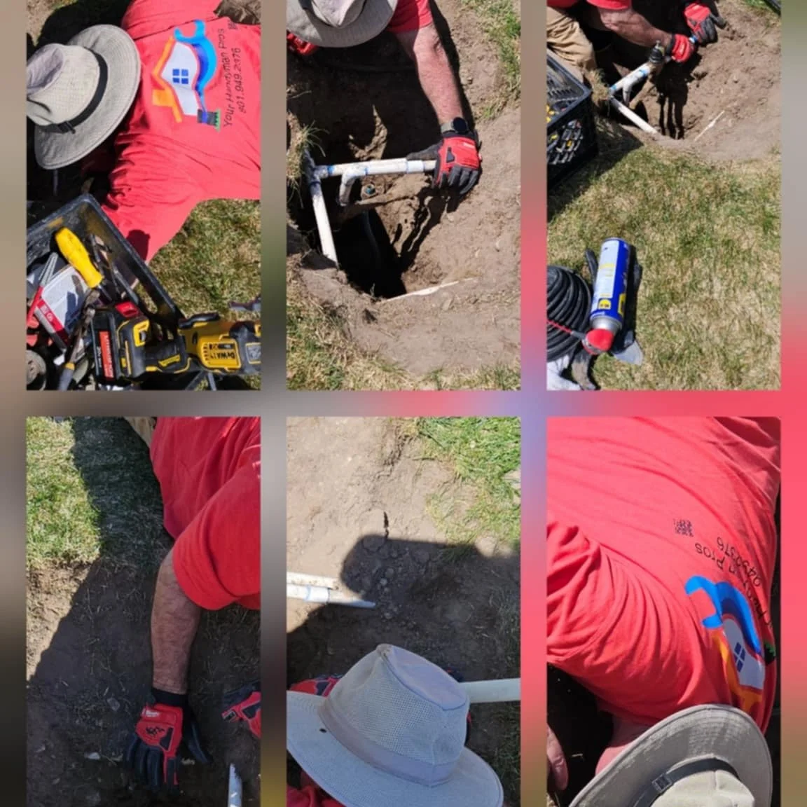 Mike always knows how to reconstruct sprinkler lines when needed. In this case the city had to come out and replace their box and when they did it was now larger than the previous one and it was in the way. He had to rebuild the pipes to go around th
