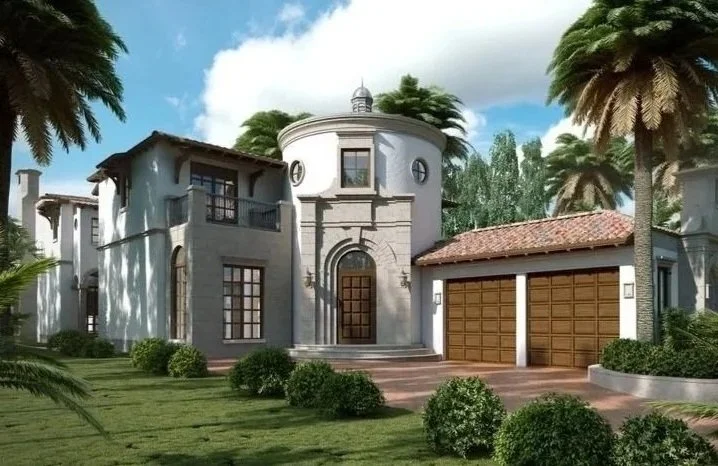 Entrance tower of the Mediterranean villa