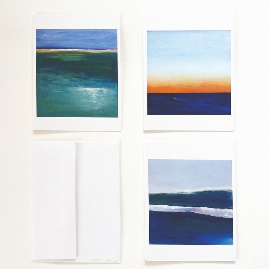 Who are you going to write to this summer? 

We have card sets by our current featured artist, Kate Speranza! 

These Abstract Coastal blank greeting cards are 4.25&rdquo;x5.5&rdquo; folded and come 6 in a set (2 each of 3 designs). White envelopes i