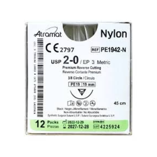 NYLON 2/0 3/8 PE-19 MM 45 CM PE1942 C/12