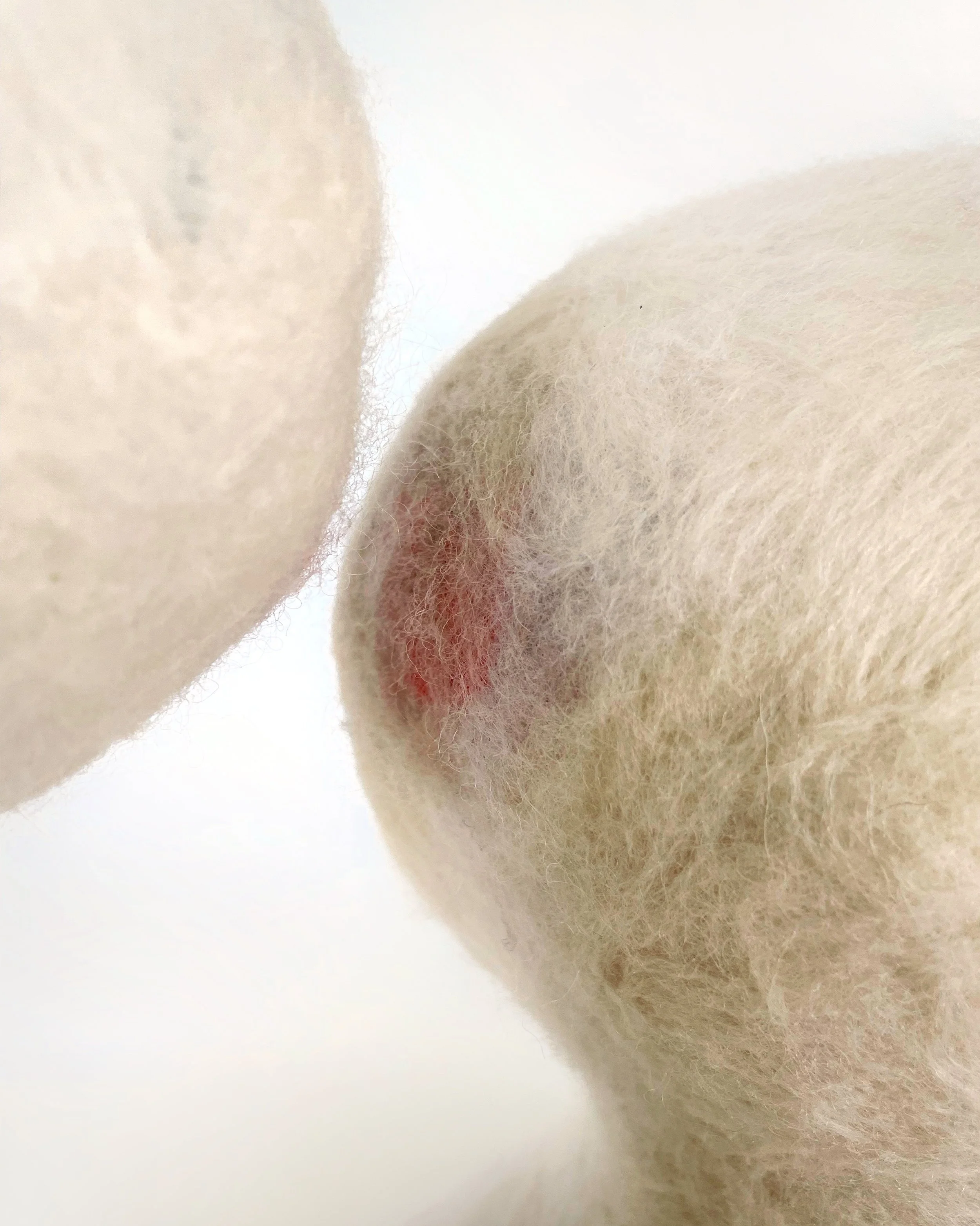 Touchability (detail); 2024; felted wool, upholstery foam   
17" x 6" x 14"