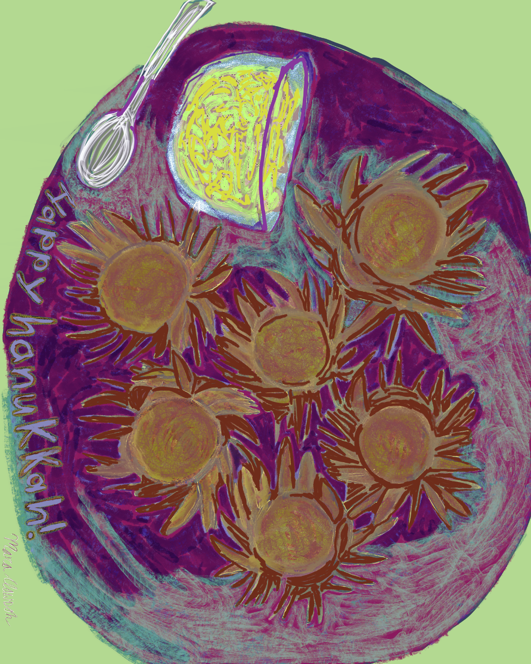 Happy Hanukkah Card – Illustrated by Mara Clawson