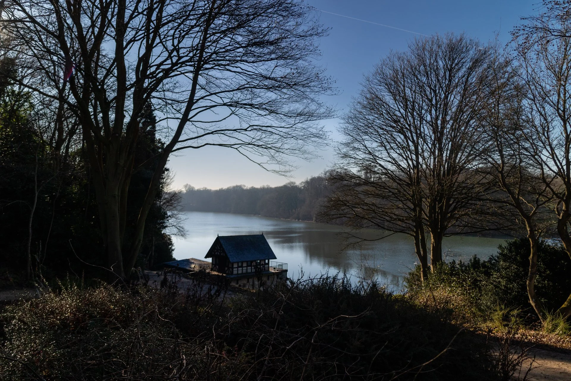 Lake at Blenheim Palace in the Cotswolds.