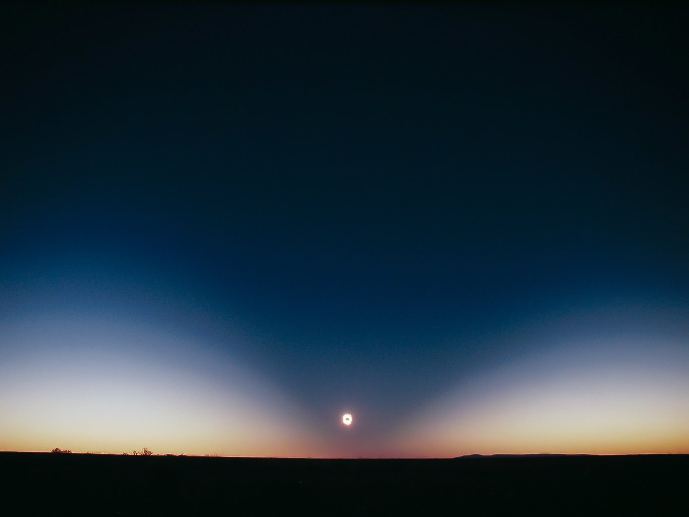The Moon's shadow was prominent for the sunset eclipse.