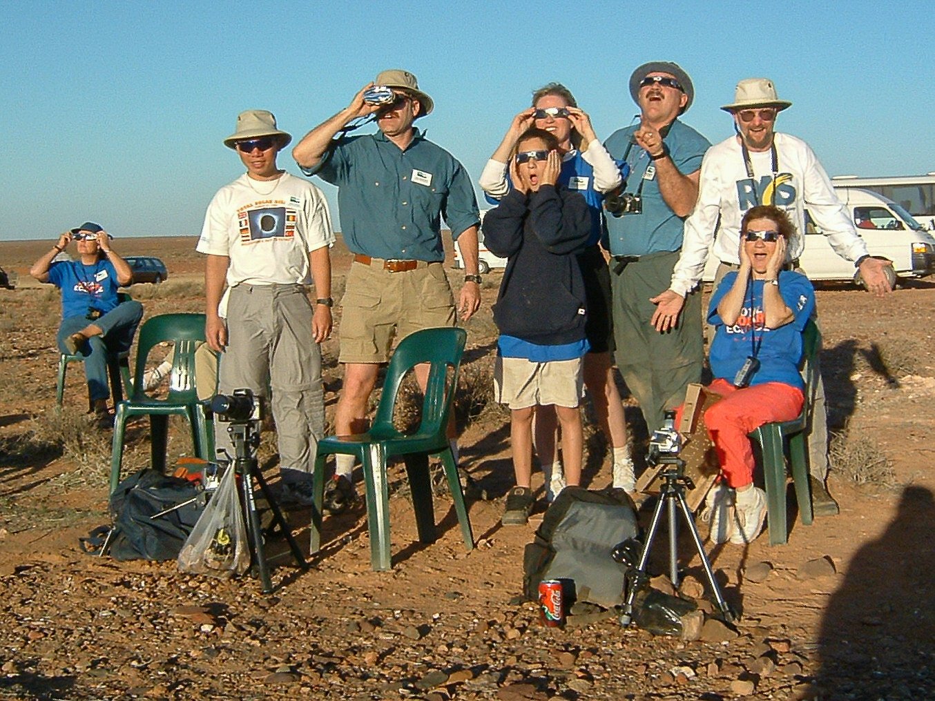 At the eclipse viewing site in the Outback with members of the Riverside Astronomical Society.