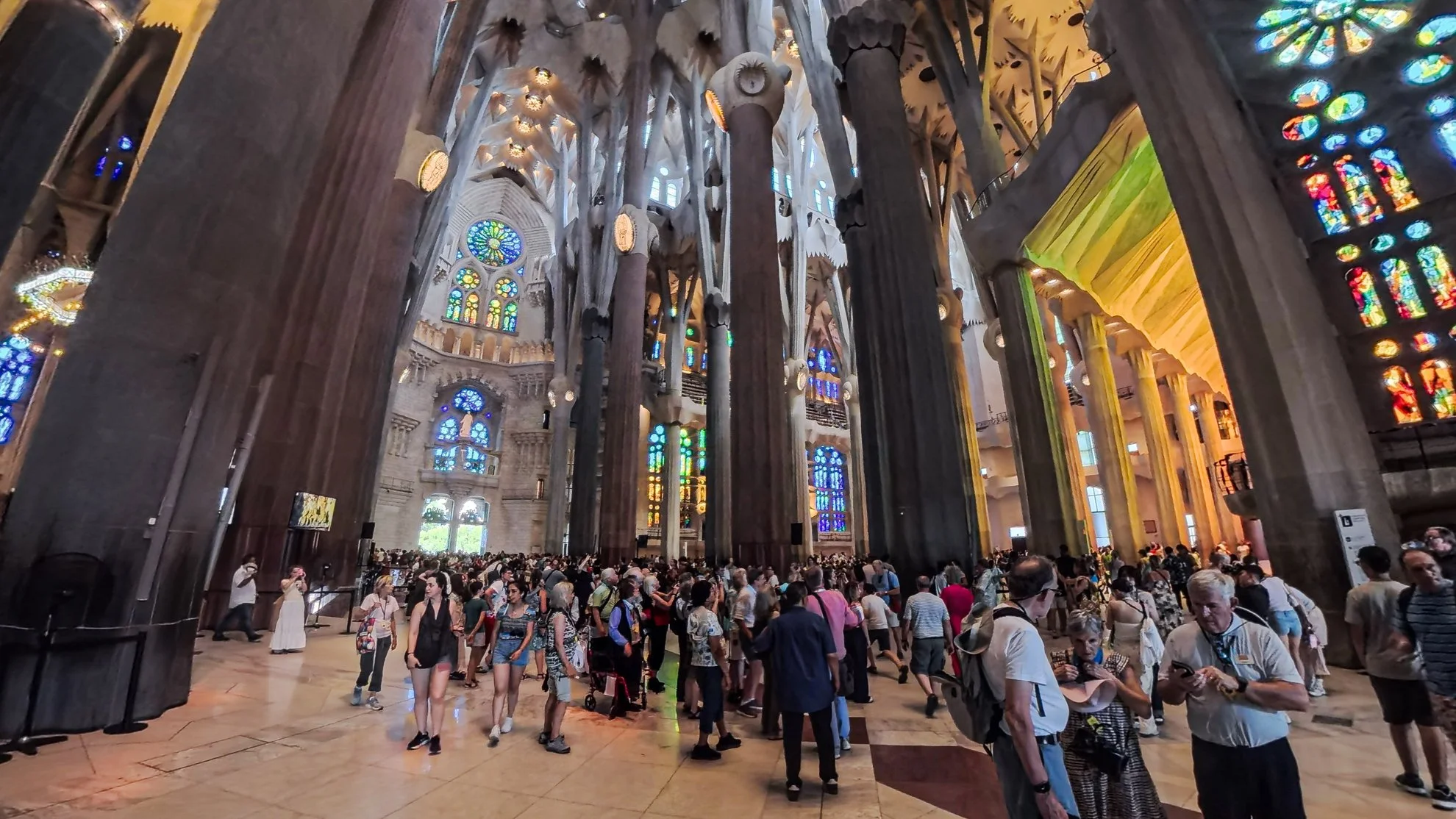 Inside La Sagrada Familia.