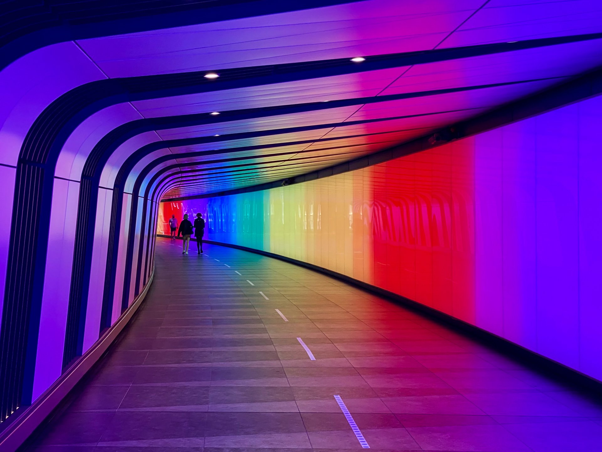 The Light Tunnel connects St Pancras International and King’s Cross stations.