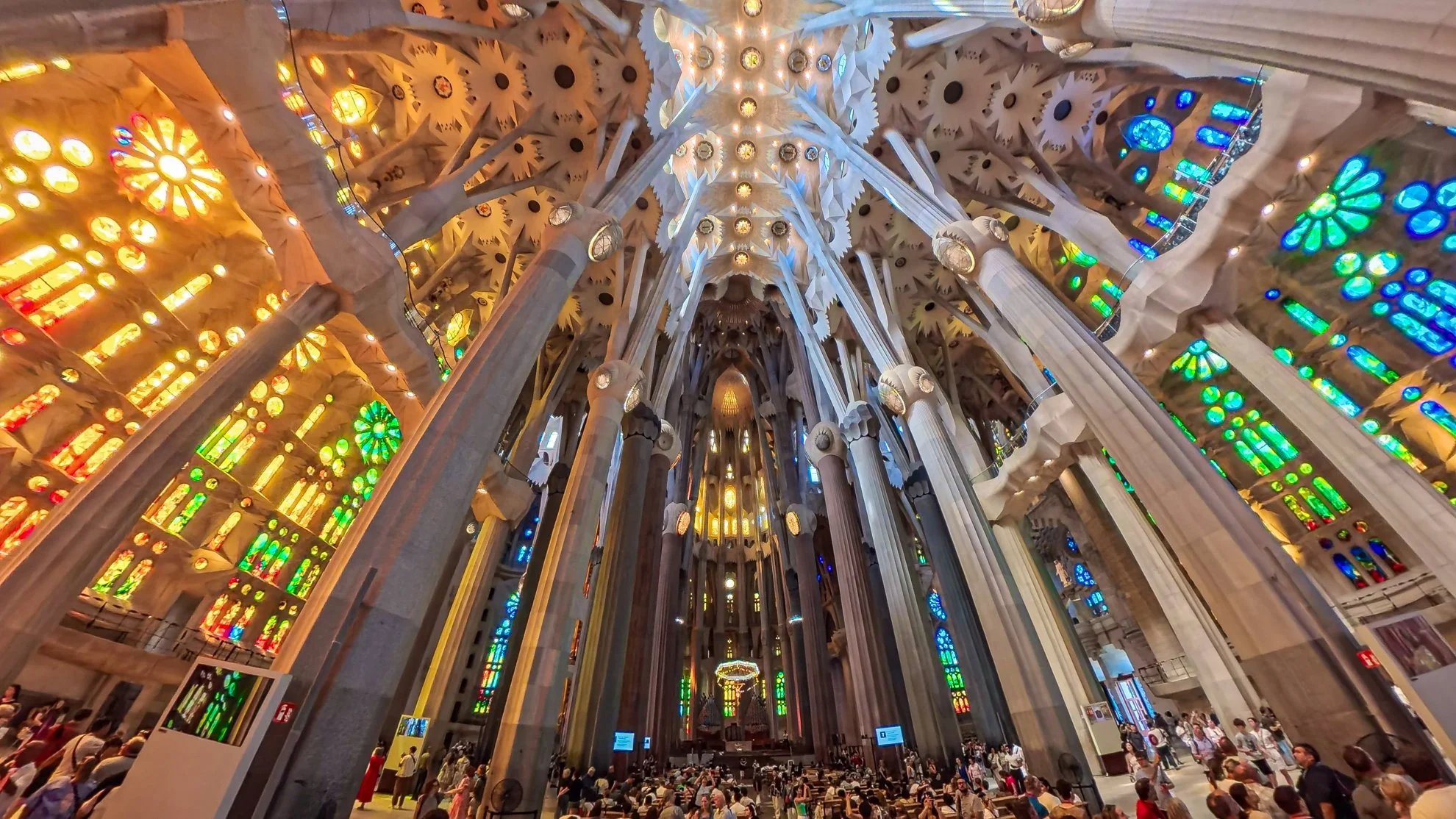 Inside La Sagrada Familia.