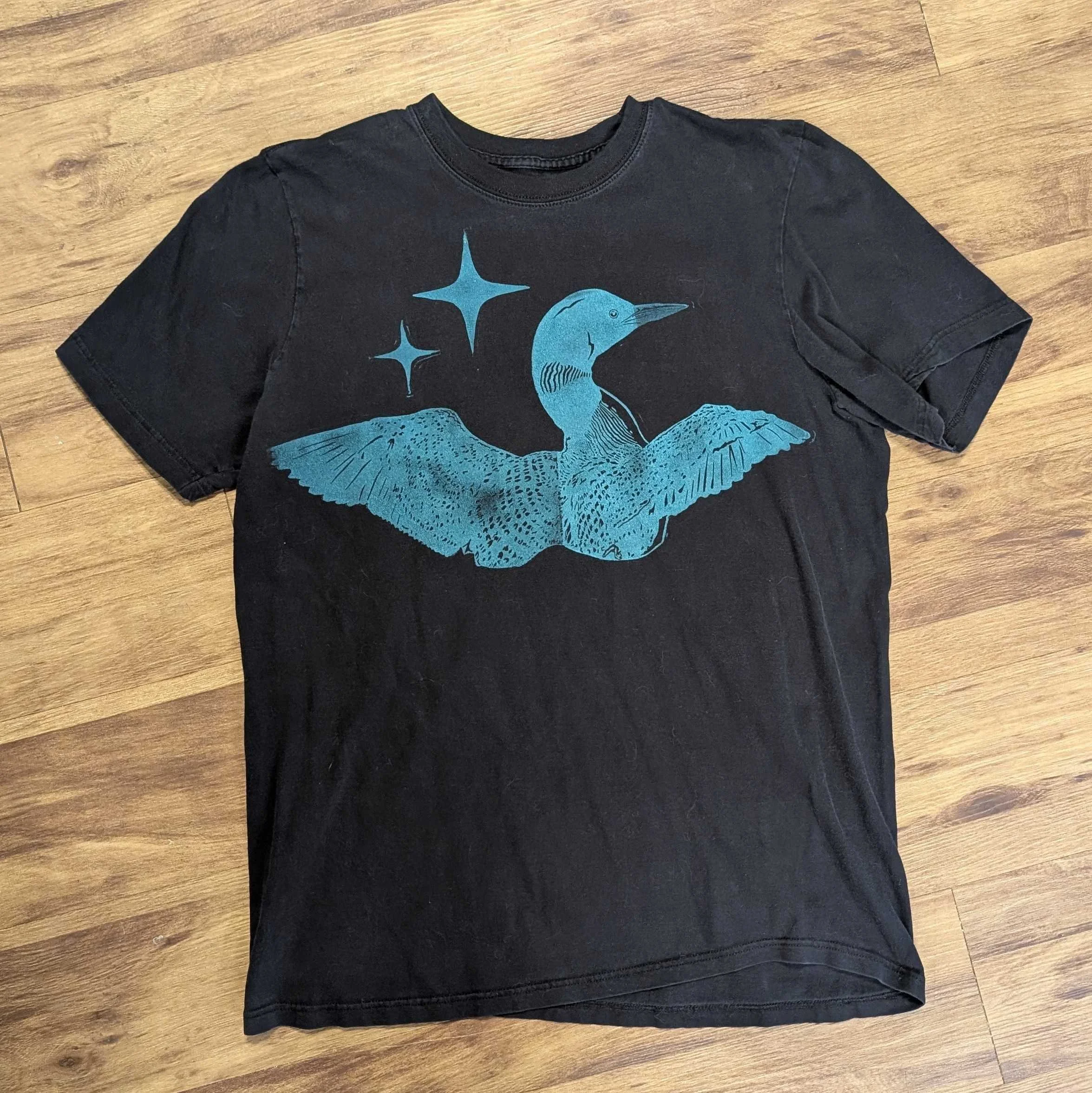 loon shirt black and teal unisex large.jpg
