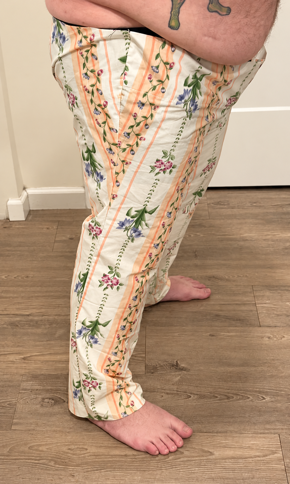 Floral Stripe Pants, Barefoot Indoors.png