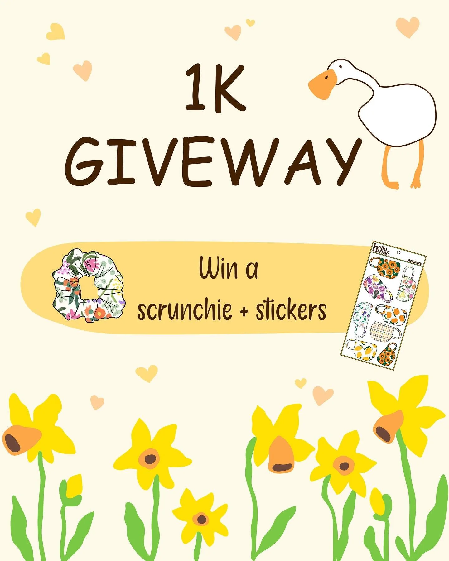 🎉 1k GIVEWAY 🎉
I can&rsquo;t believe this little creative space has reached 1000 followers! 💕 Thank you so much for being here, your support means the world 🥹

To celebrate, I&rsquo;m giving away a sweet bundle :
✨one of my handmade scrunchies
✨a