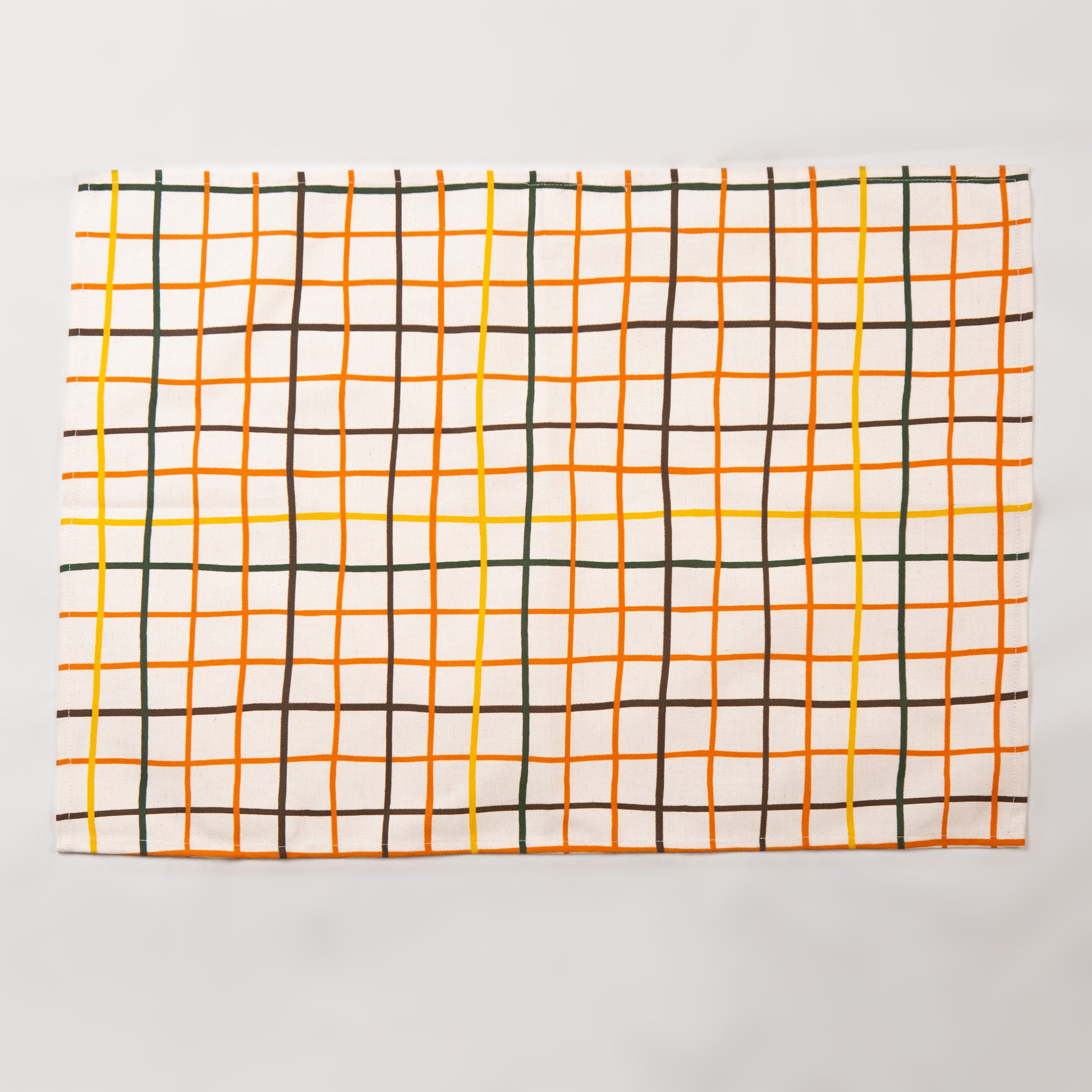 Tea towel set of 3 , print, cotton linen, lemon, nasturtium and check