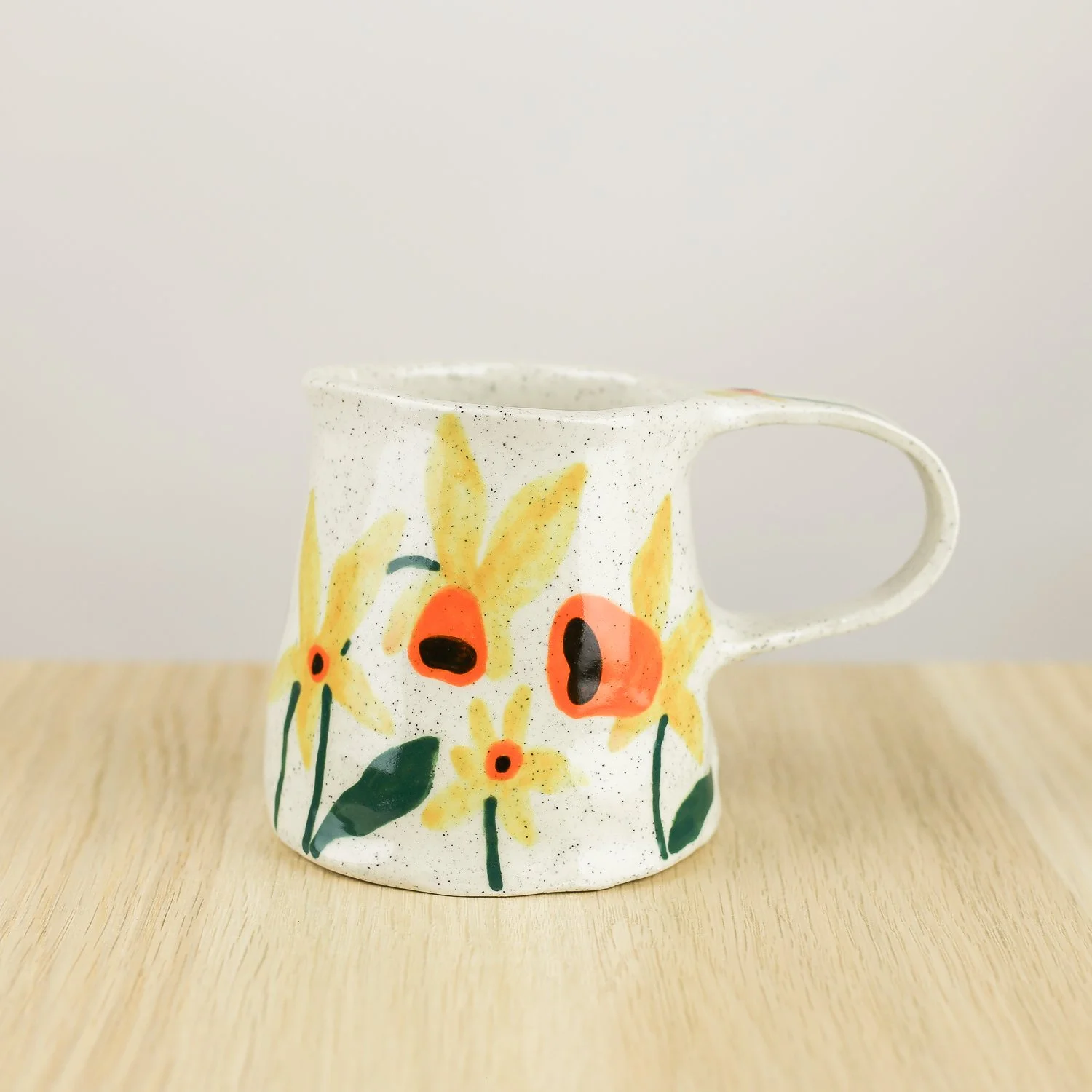 Handmade ceramic jug with daffodil flowers, 350ml milk jug by hellomae