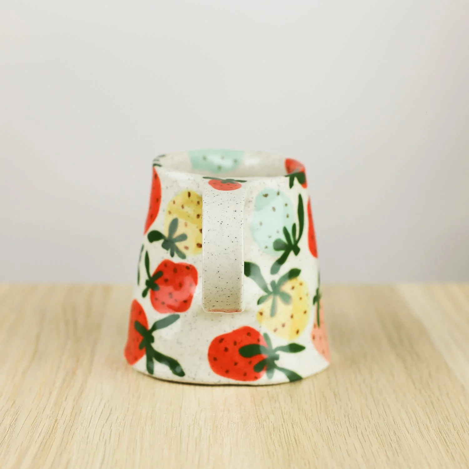 Handmade ceramic jug with colourful strawberries, 350ml milk jug by hellomae