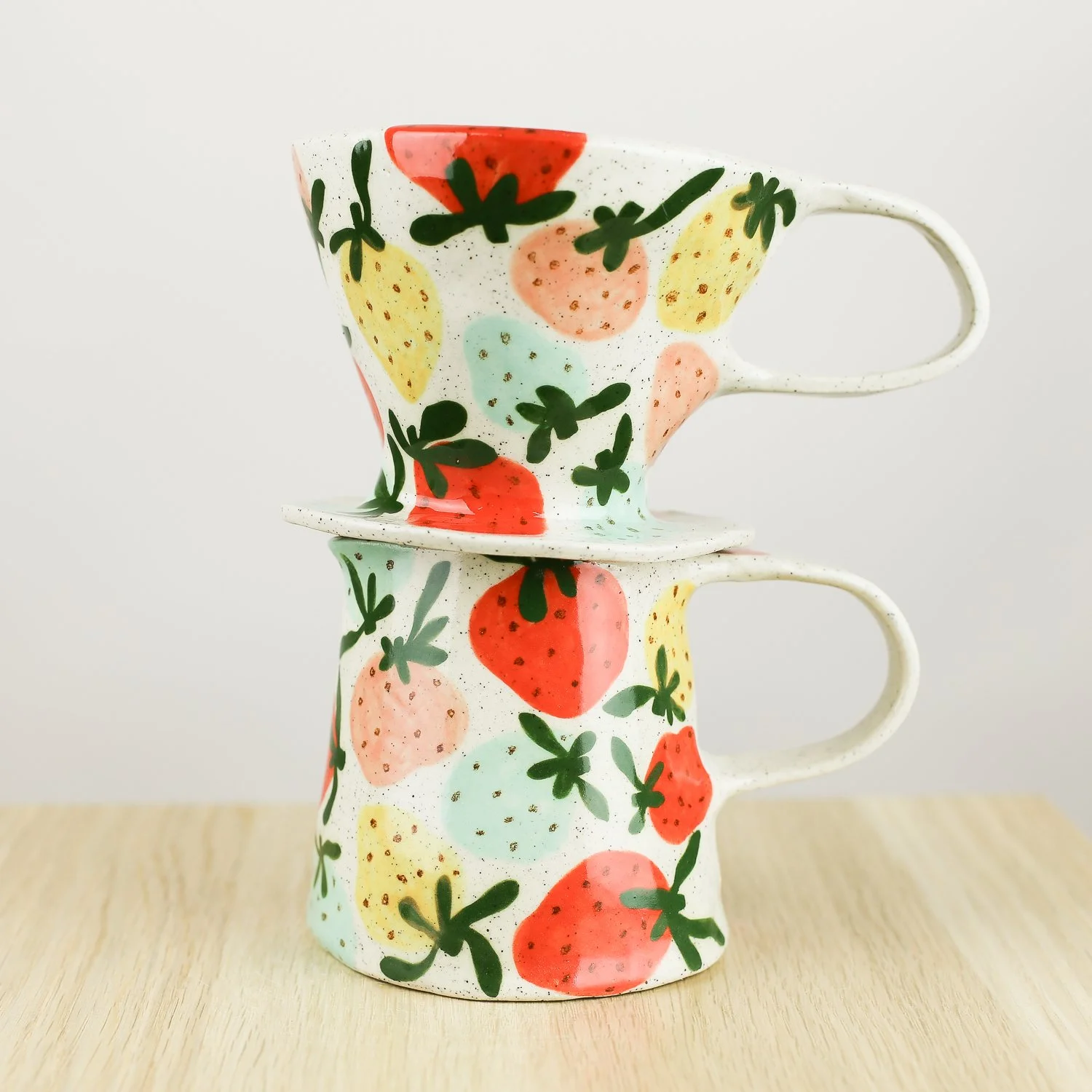 Custom handmade ceramic coffee dripper and jug set, mix and match designs by hellomae