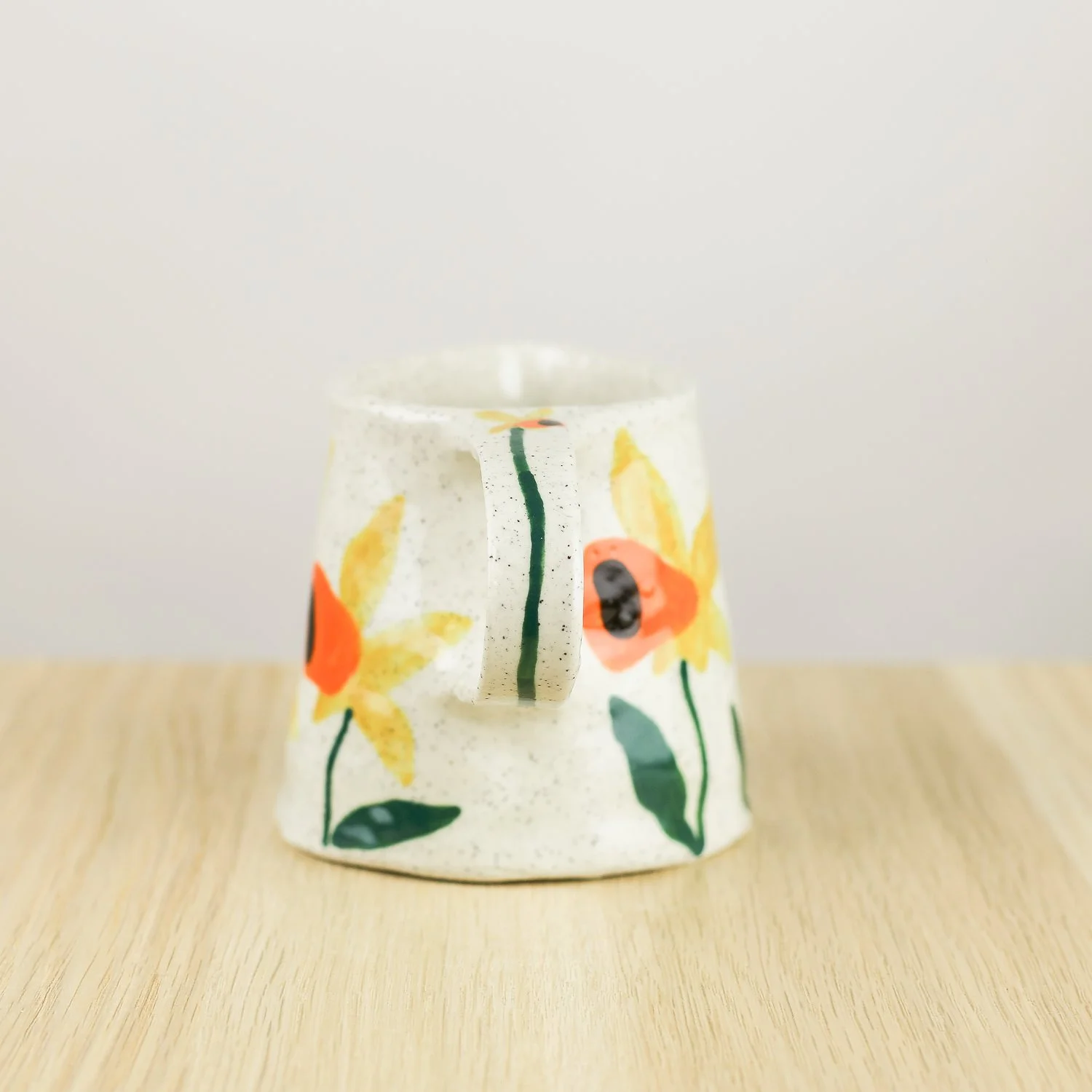 Handmade ceramic jug with daffodil flowers, 350ml milk jug by hellomae