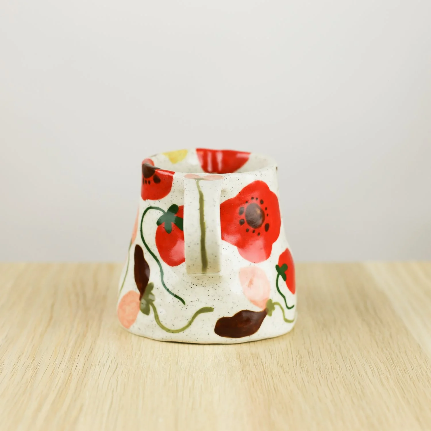 Handmade ceramic jug with poppies daisies and sweet pea flowers, 350ml milk jug by hellomae