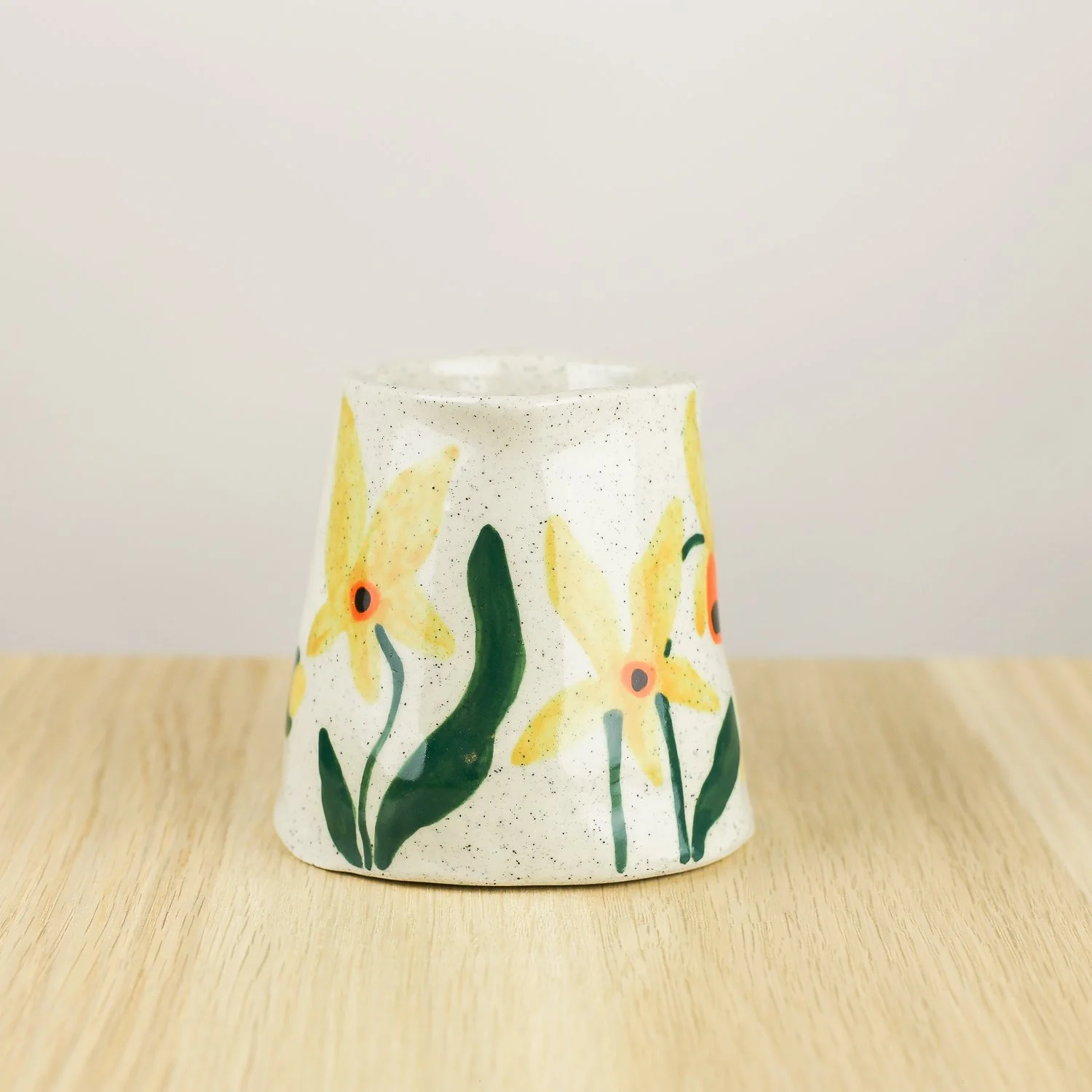 Handmade ceramic jug with daffodil flowers, 350ml milk jug by hellomae