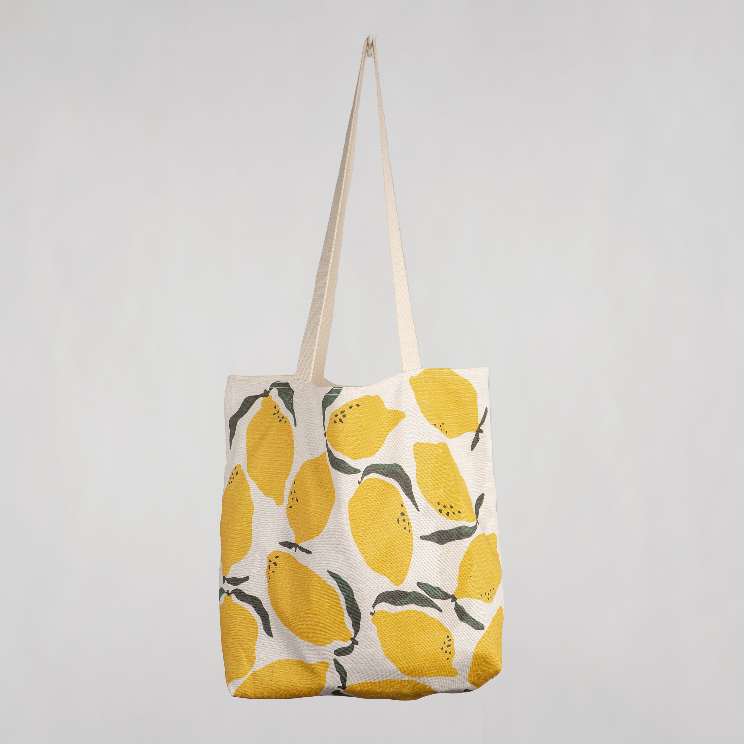 Cotton linen tote bag with a hand-drawn lemon print. Soft, structured, and made in Melbourne.