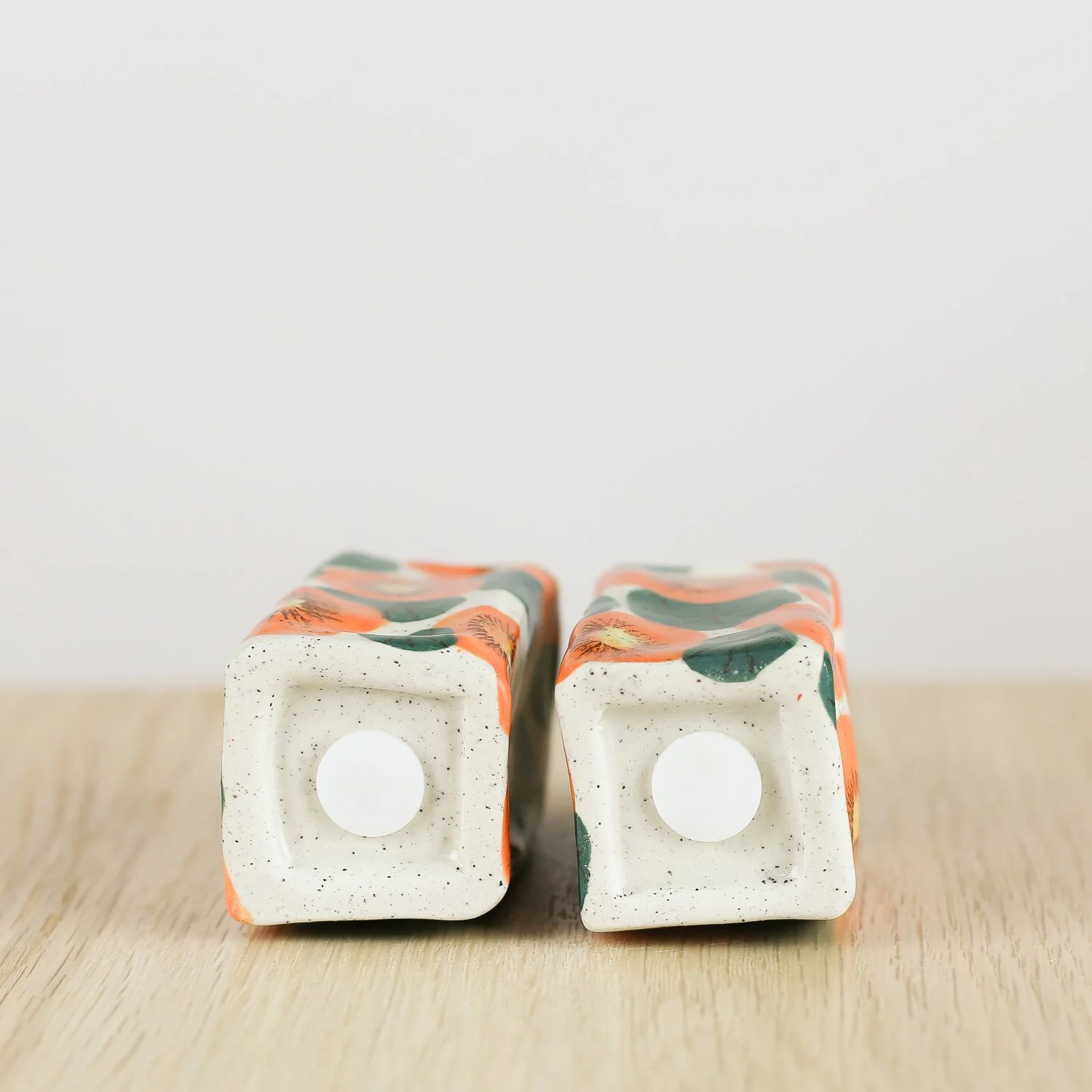 Handmade ceramic salt and pepper shaker set with nasturtium flowers by hellomae