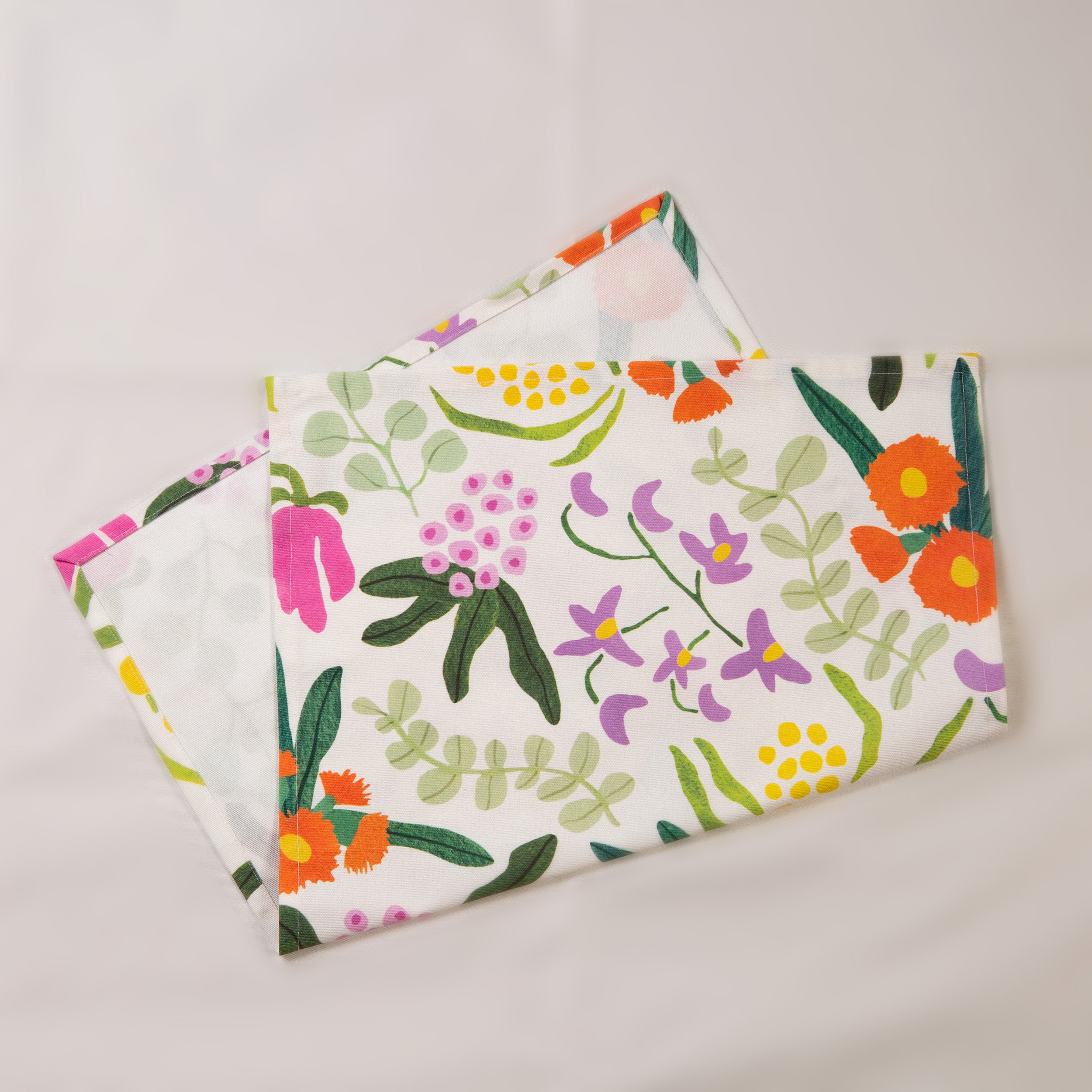 100% cotton Australian Native Flowers tea towel
