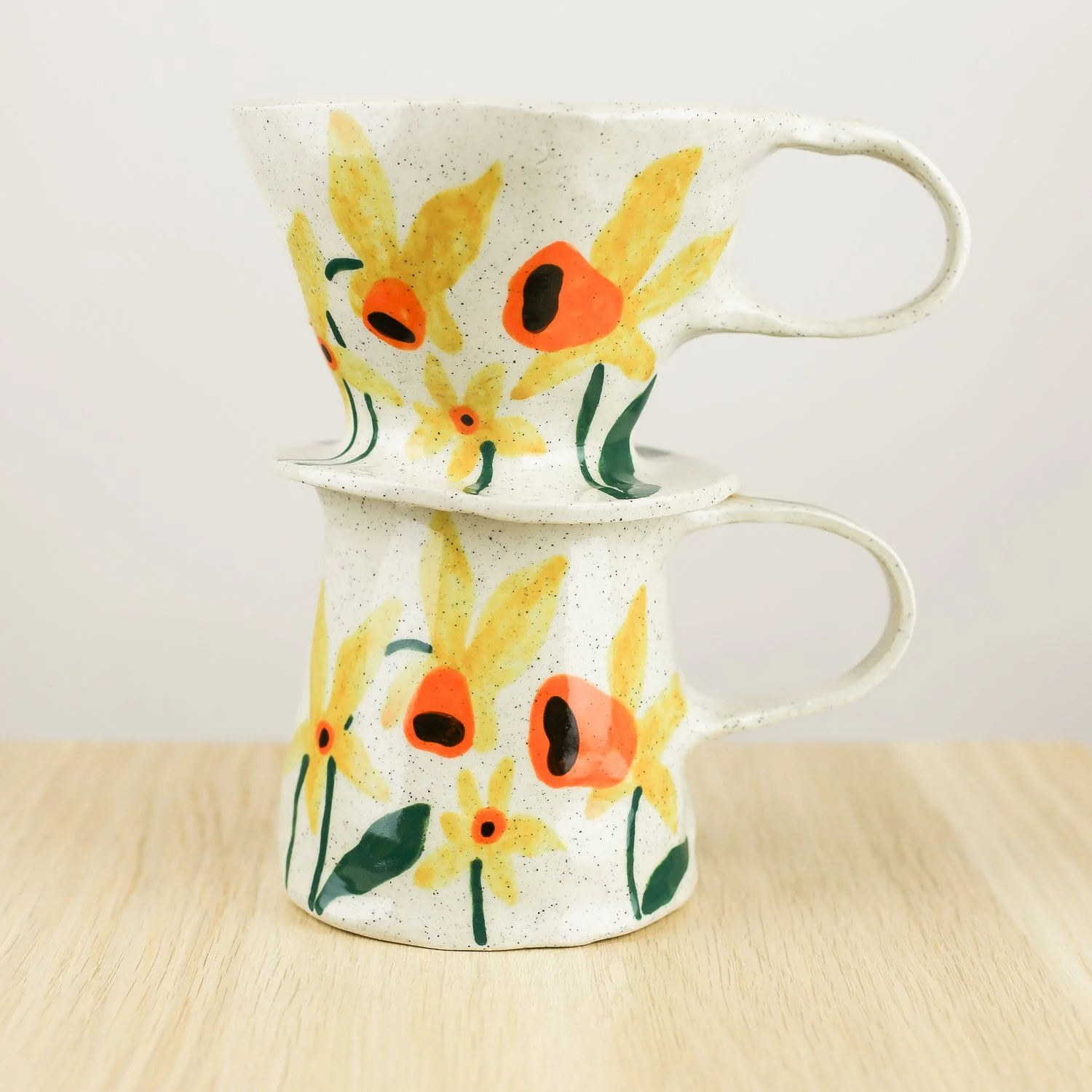 Custom handmade ceramic coffee dripper and jug set, mix and match designs by hellomae