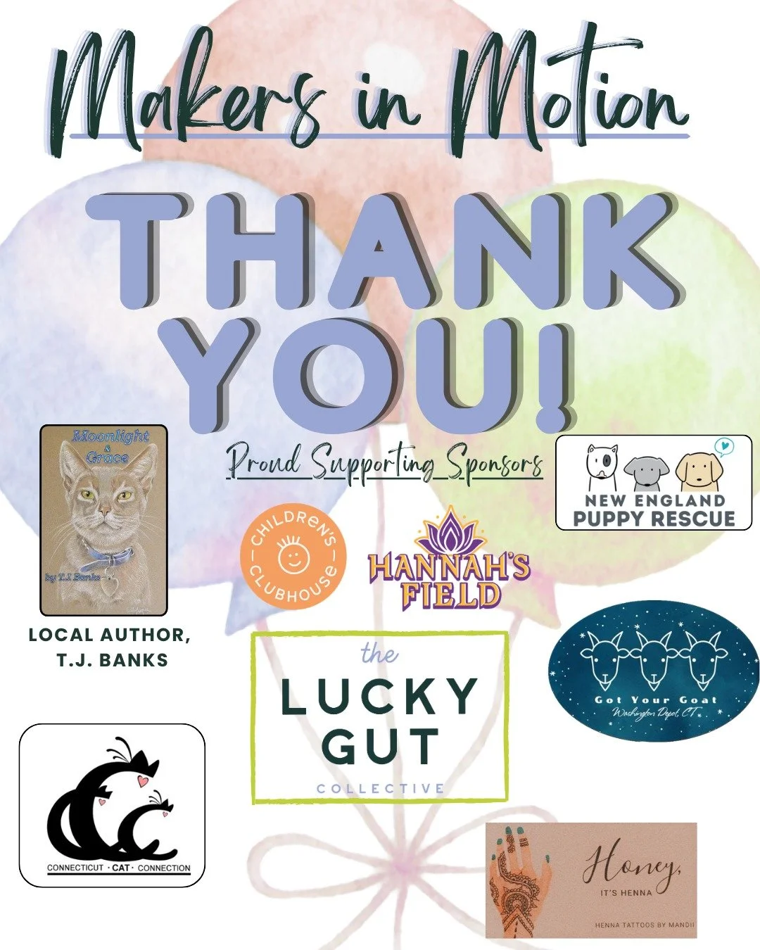 THANK YOU! Thank you...thank you!

We had such a blast celebrating our first year with you all. From grooving music to puppy snuggles, we thank you for your support!

> @honey_its_henna 
> @newenglandpuppyrescue 
> T.J. Banks, local author
&