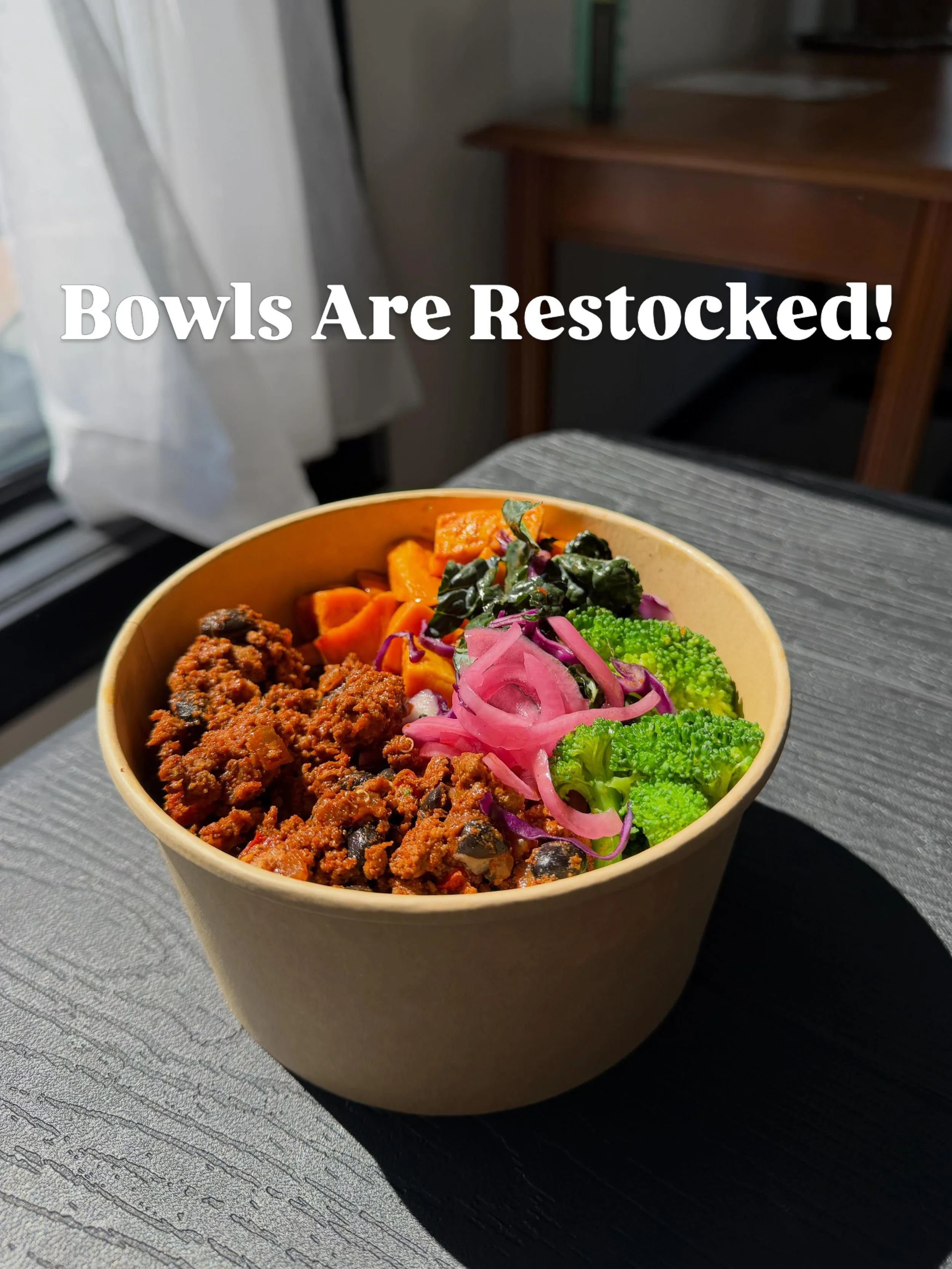 We heard you!! Bowls are back!! You sold us out last week and they&rsquo;re back on the shelves today! Full menu will be posted tomorrow! 🤍❤️