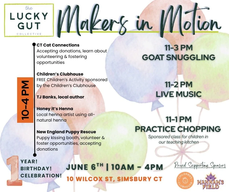 We're turning 1, come celebrate with us! Sip on something from our bar, kiss some puppies, snuggles some goats 🥰

Join us this Saturday, June 6th, from 10-4 pm for our Makers in Motion 1 Yr Anniversary Market. We'll have....

🎉Live Music from @hann