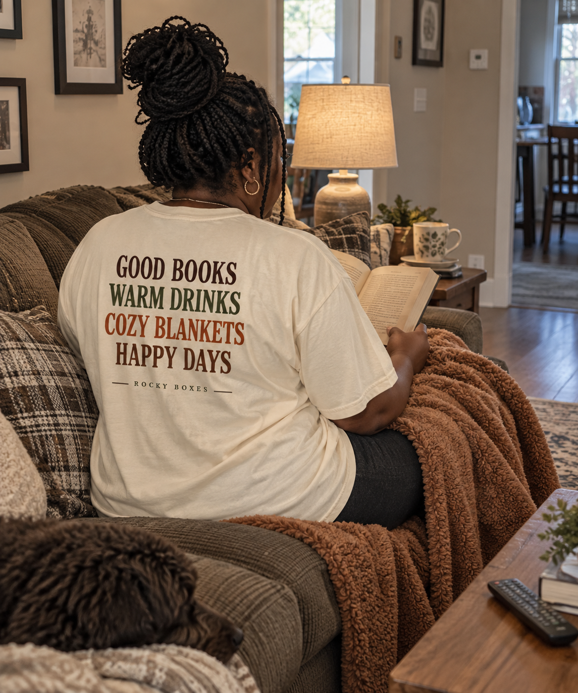 Good Books, Warm Drinks, Cozy Blankets, Happy Days Tee