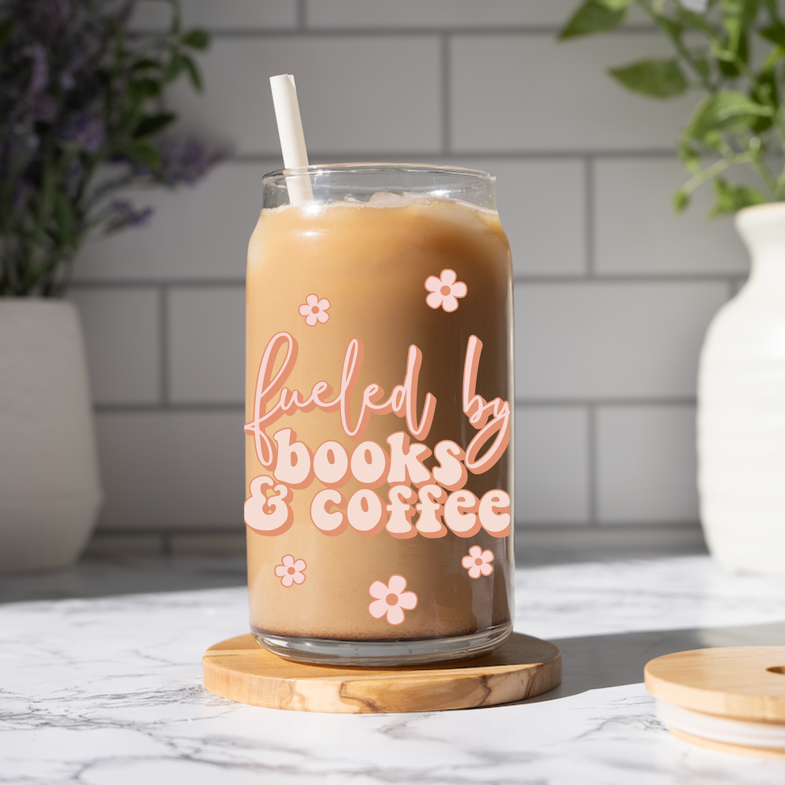 Fueled by Books & Coffee Glass Cup