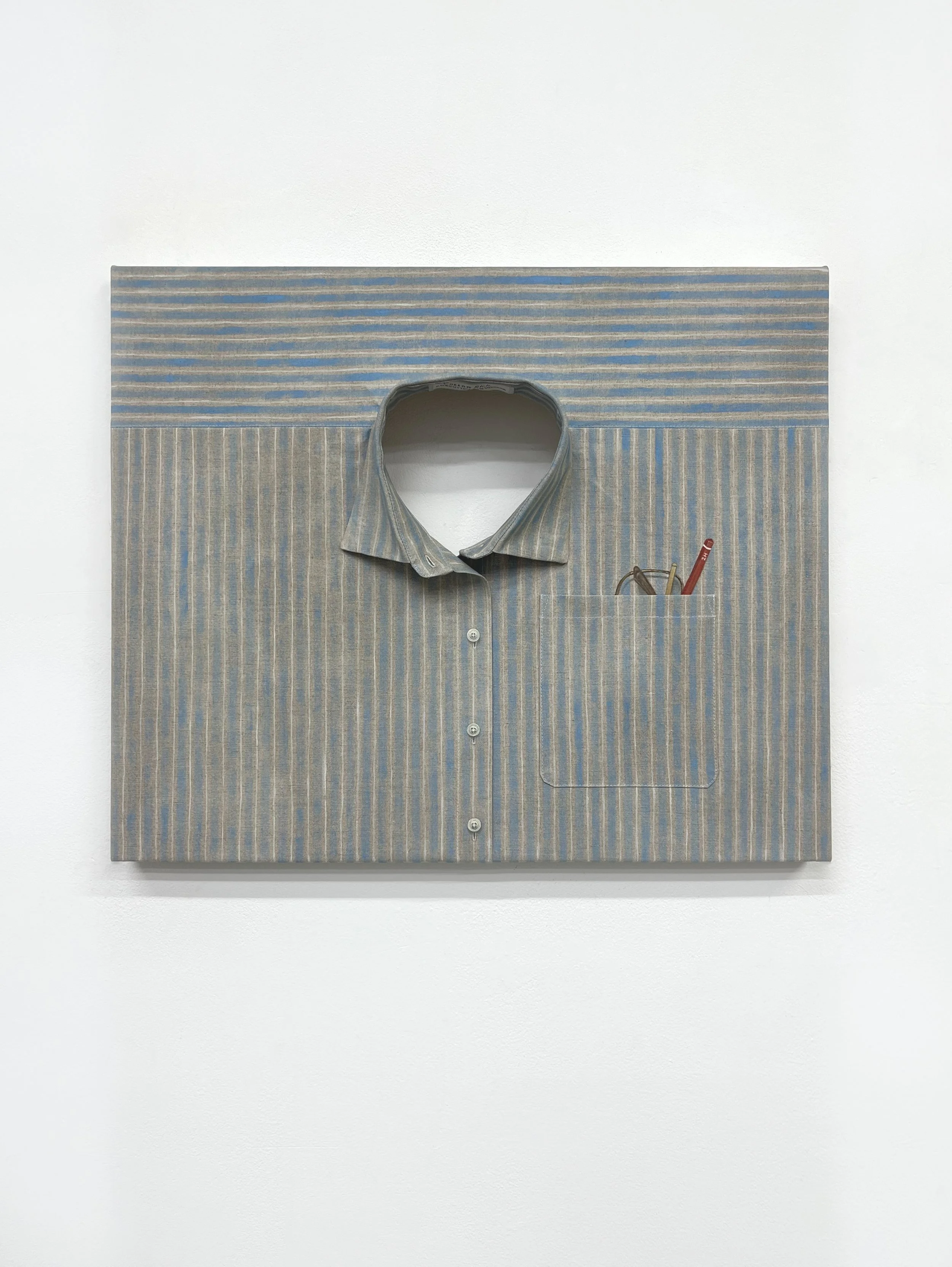 Captain, 2025 | Oil and cotton thread on linen | 50cm x 60cm x 9.5cm