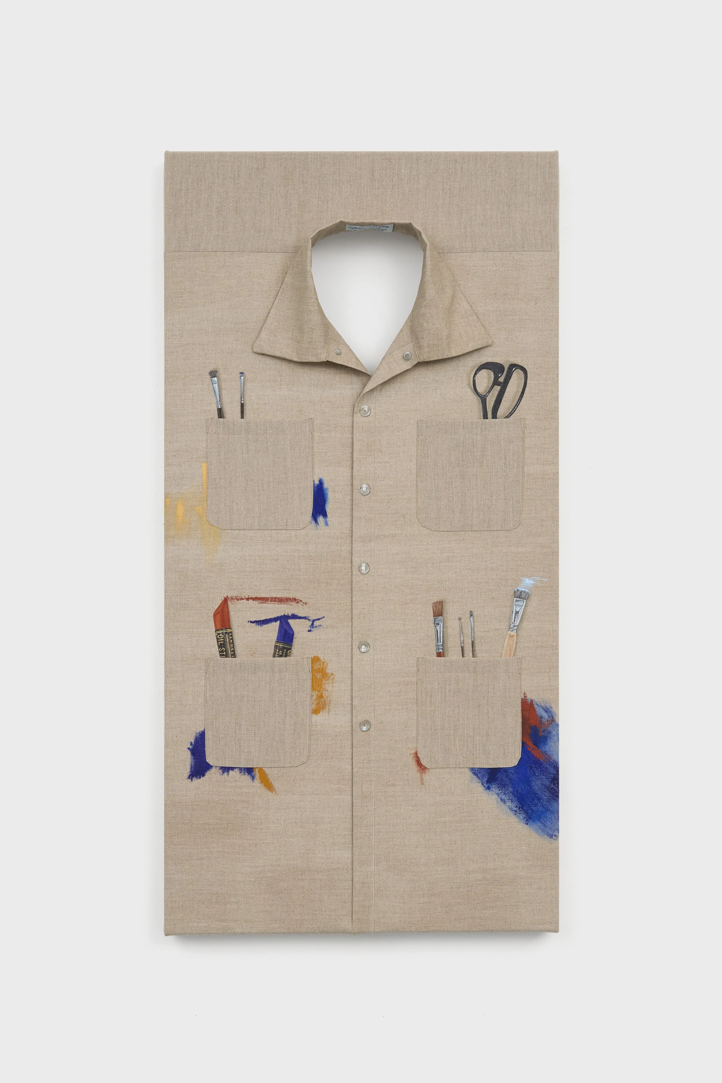 The Marketing Graduate, 2026 | Oil, oil stick and thread on linen | 100cm x 50cm x 9cm