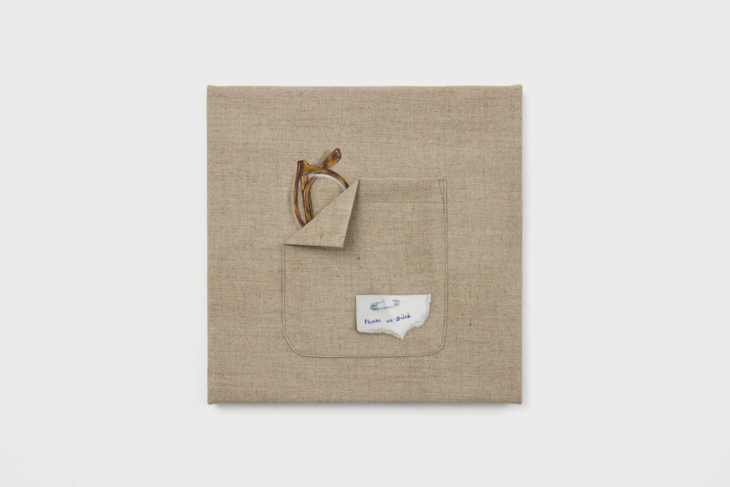 The Task, 2026 | Oil and thread on linen | 25cm x 25cm x 3cm