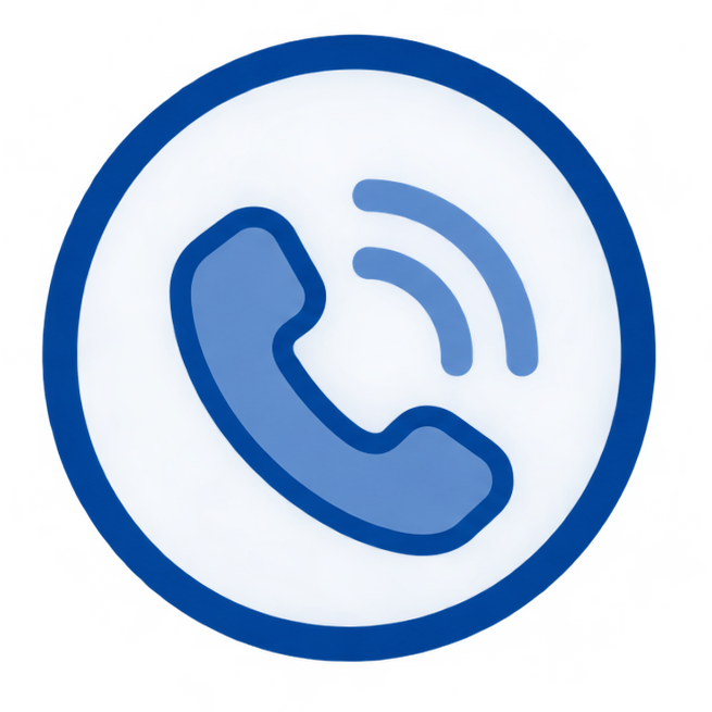 Blue phone handset with wireless signal icon