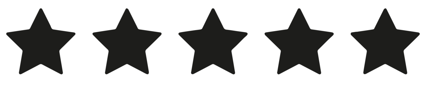 Row of five dark gray five-pointed stars on a black background