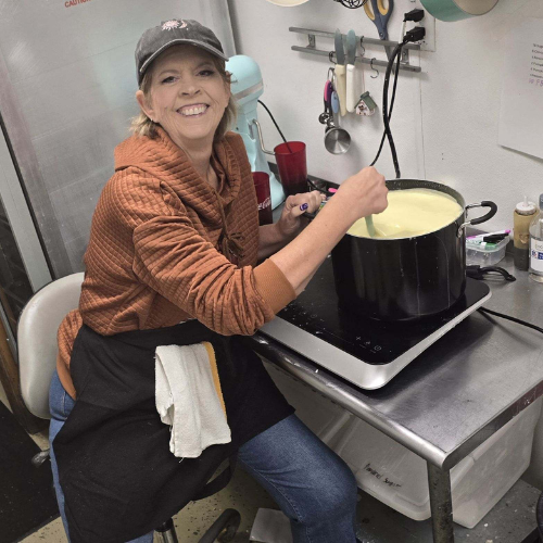 Local diner owner making pie.