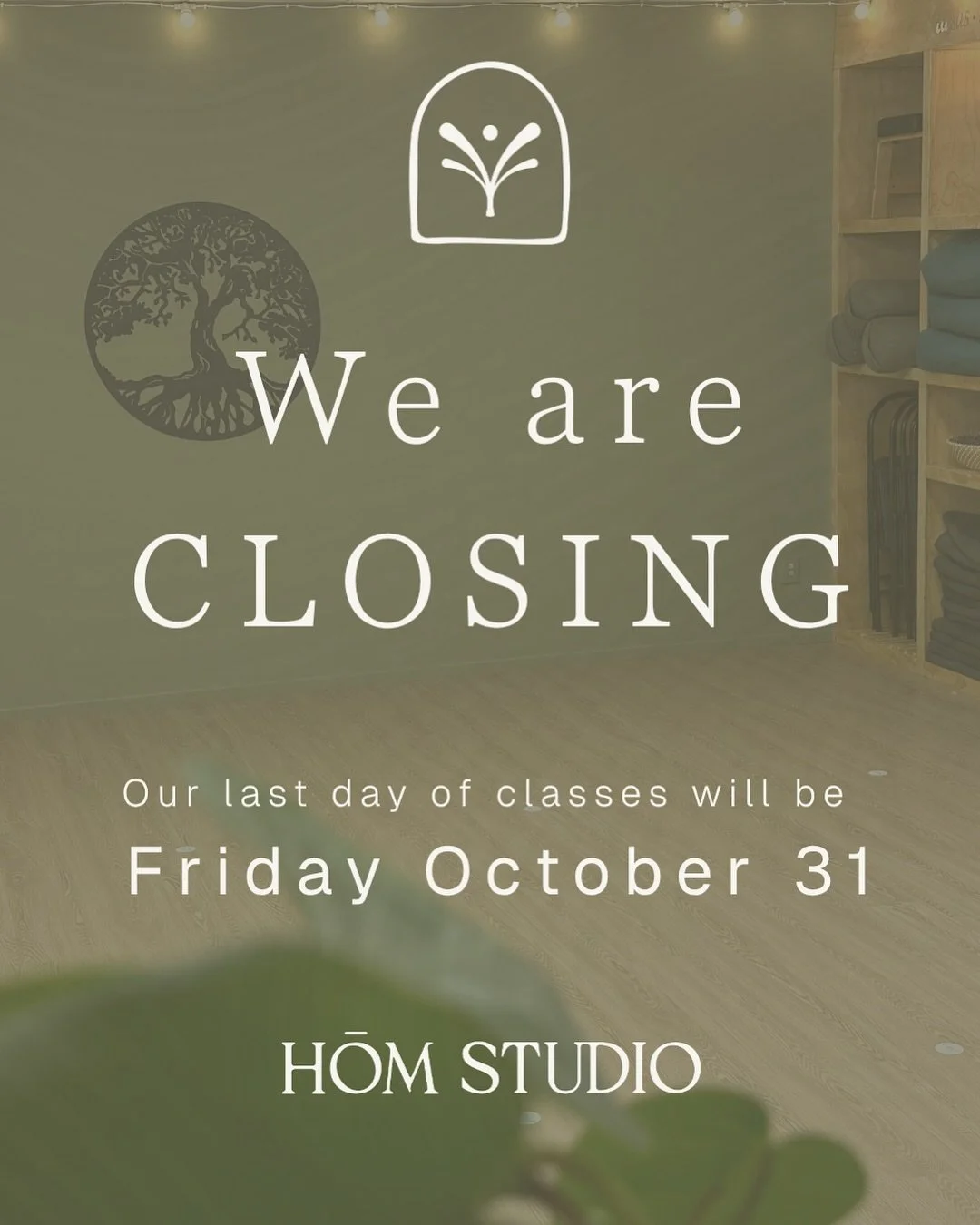 With very mixed emotions I will be stepping away from Hōm Studio, and with this change the studio will be closing. Our last date of classes will be Friday October 31. We will be running our full timetable up until then.

Over the past few months, I&r