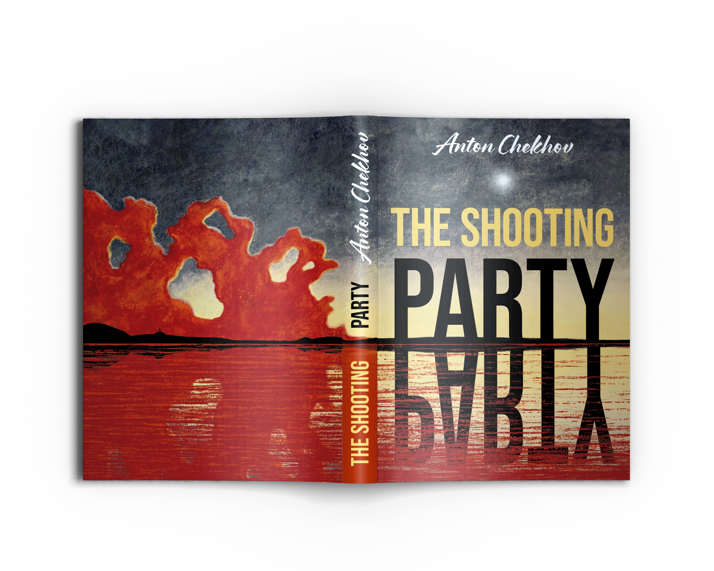 Full book cover for The Shooting Party by Anton Chekhov. Design by Katarzyna Maria Kostrzewska.