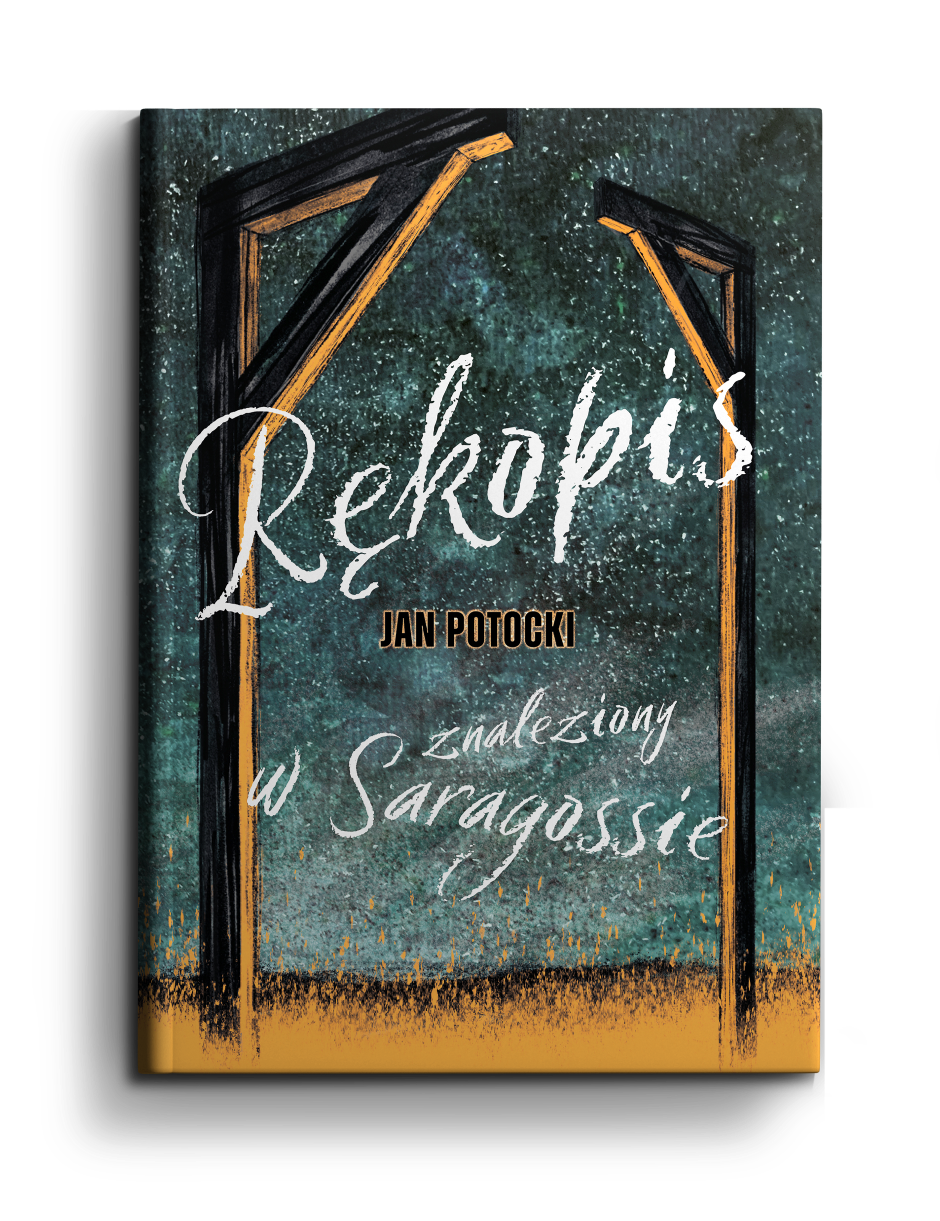 View of the front book cover for The Manuscript Found in Saragossa by Jan Potocki. Design by Katarzyna Maria Kostrzewska.