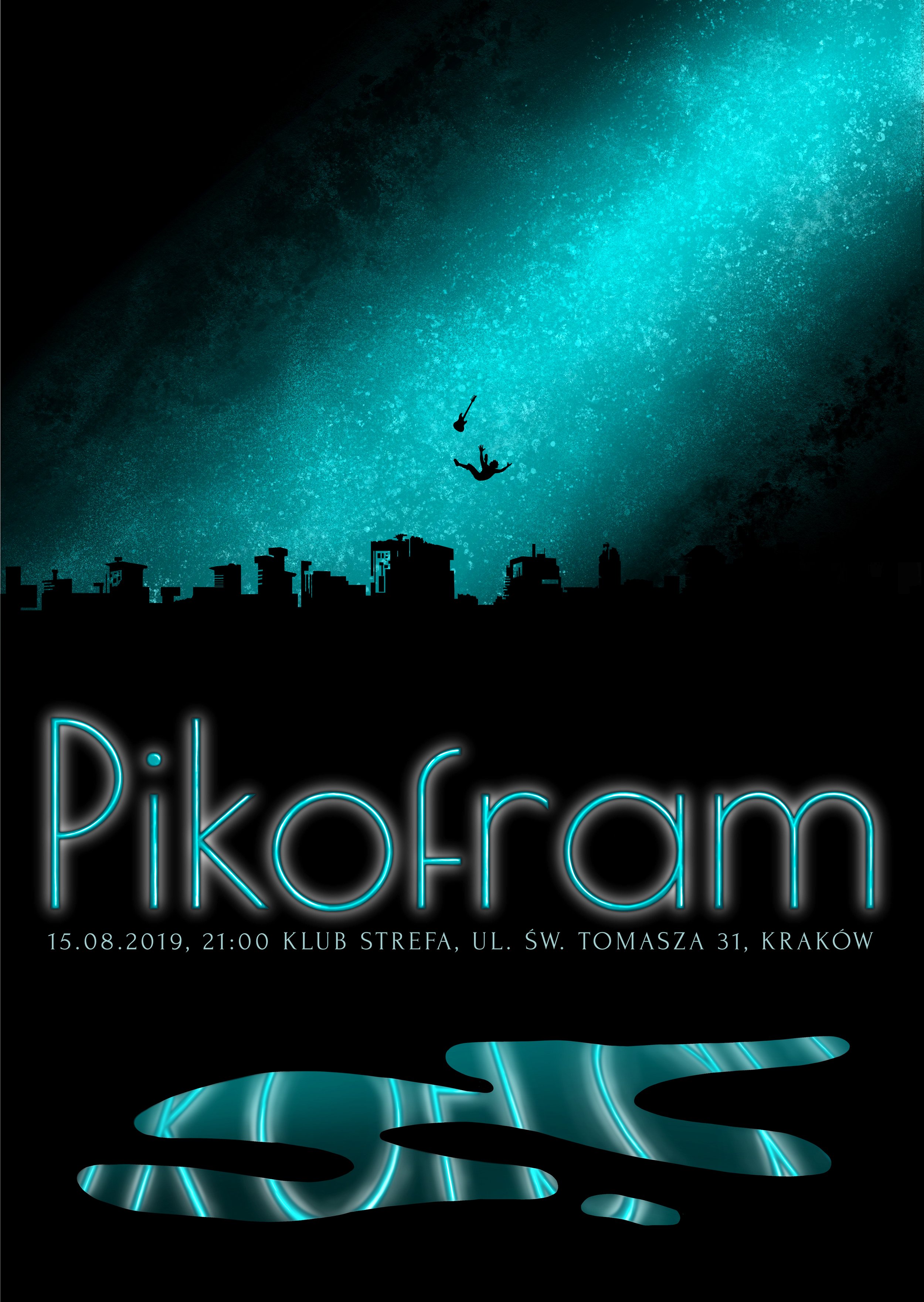 Poster for a concert by a jazz-rock band playing energetic, chaotic interpretations of jazz and pop standards. The dark, industrial design reflects the raw spirit of their music.