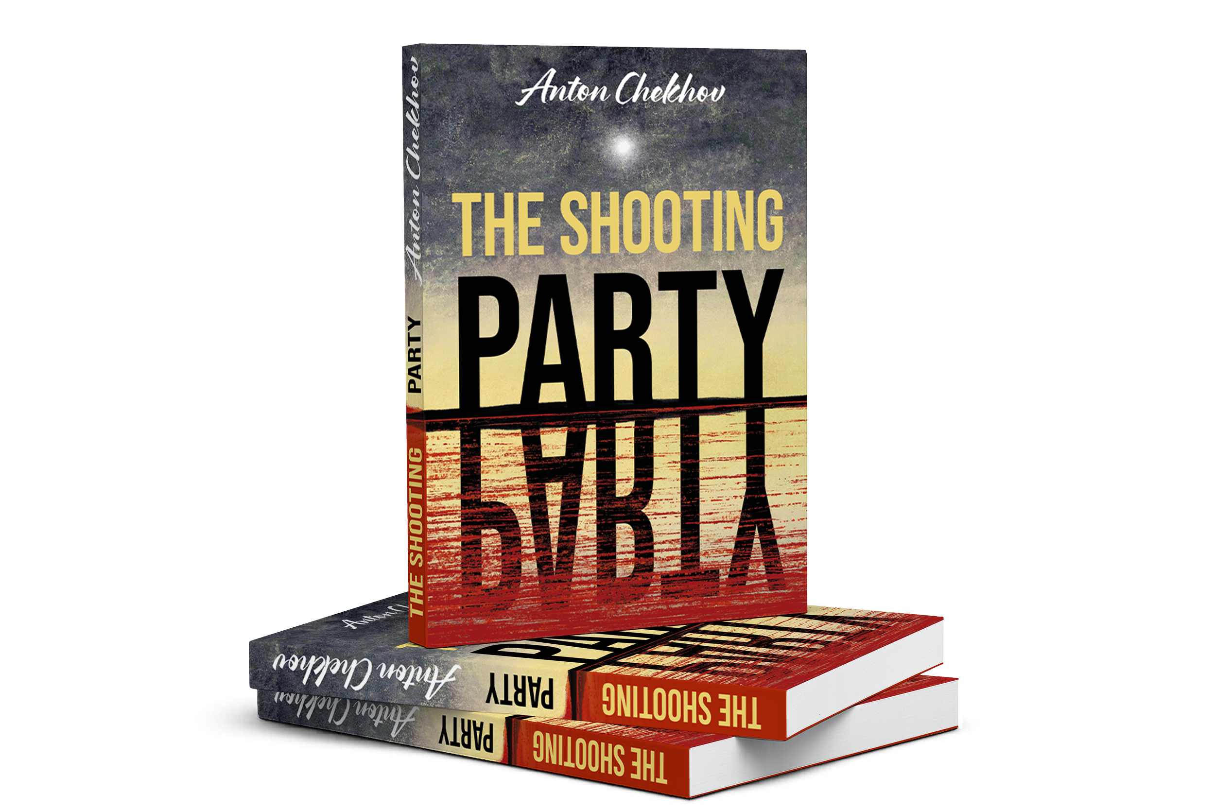 Front view of a book cover for The Shooting Party by Anton Chekhov. Design by Katarzyna Maria Kostrzewska.