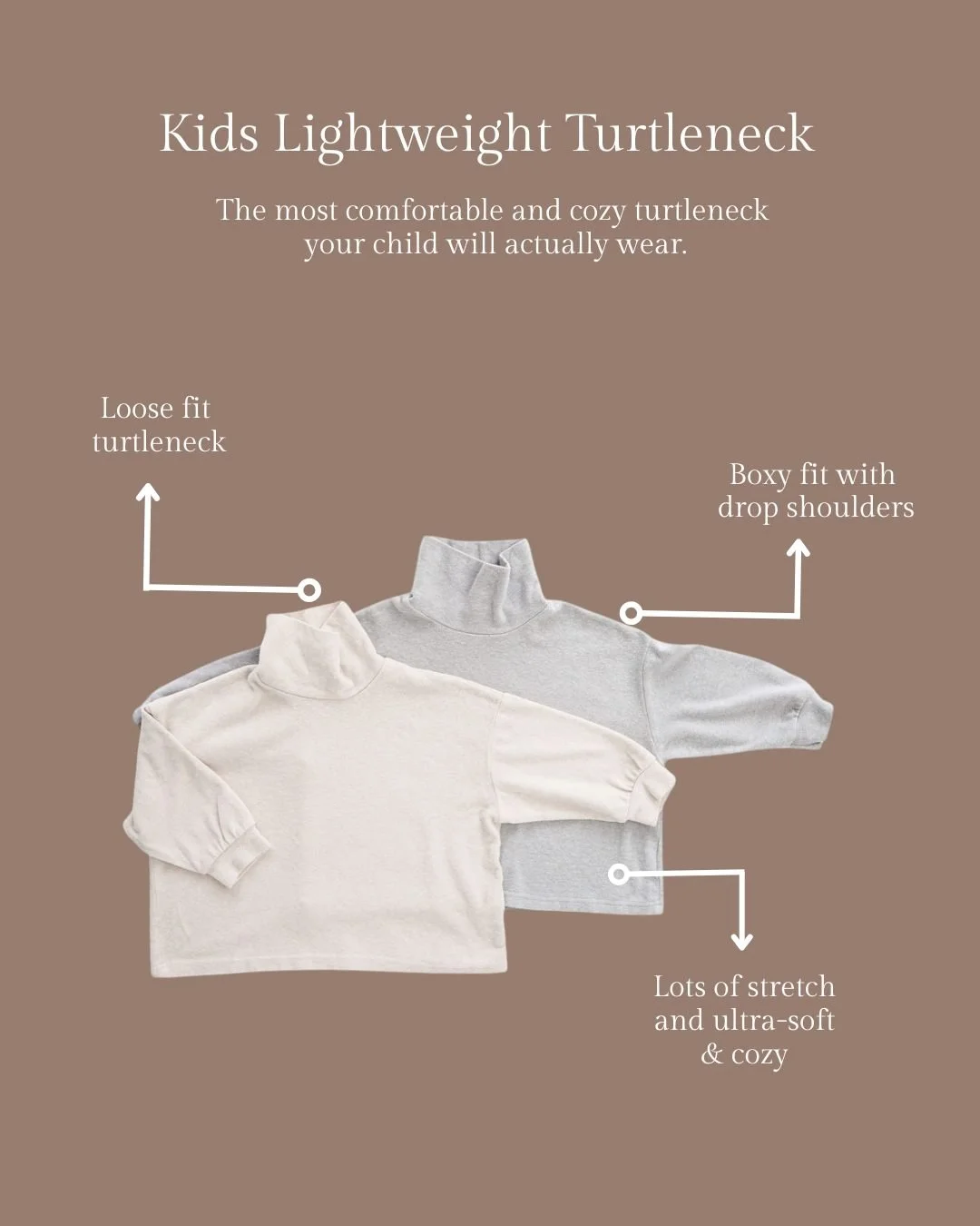 A turtleneck your kids would actually wear-- warm, ultra-soft cozy light-weight turtleneck makes a great layering piece. 💞