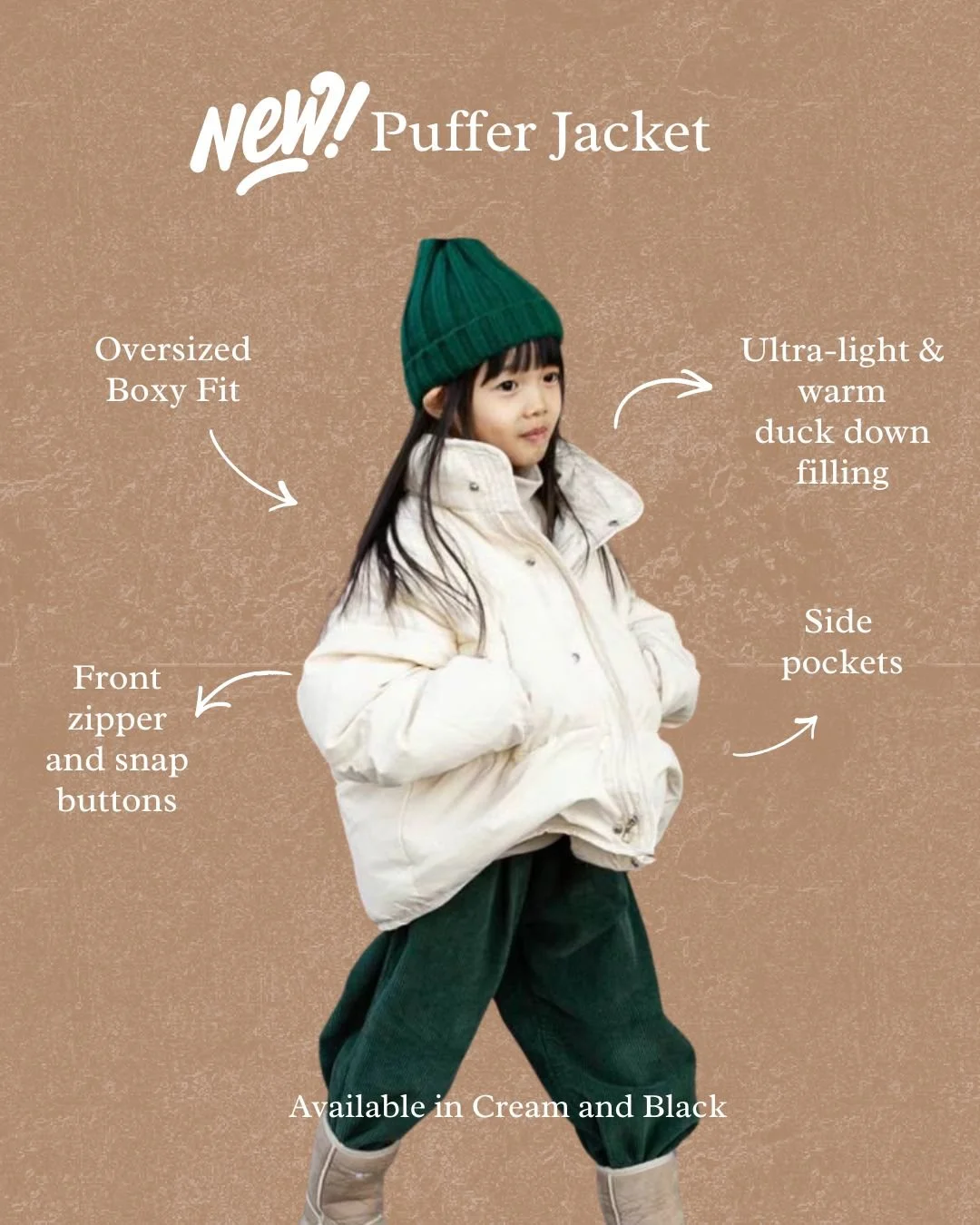 Just dropped 🤍
A cloud-light puffer designed to keep them warm without the bulk. Easy zip + snap buttons, roomy pockets, and a comfy boxy fit. Size up for an oversized look 😍

#kidspufferjacket #kidsjacket #kidsfashion