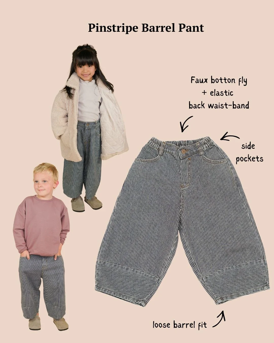 Effortlessly cool 😎 our pinstripe barrel pant makes it too easy 😍

#CoolKids #EffortlessStyle