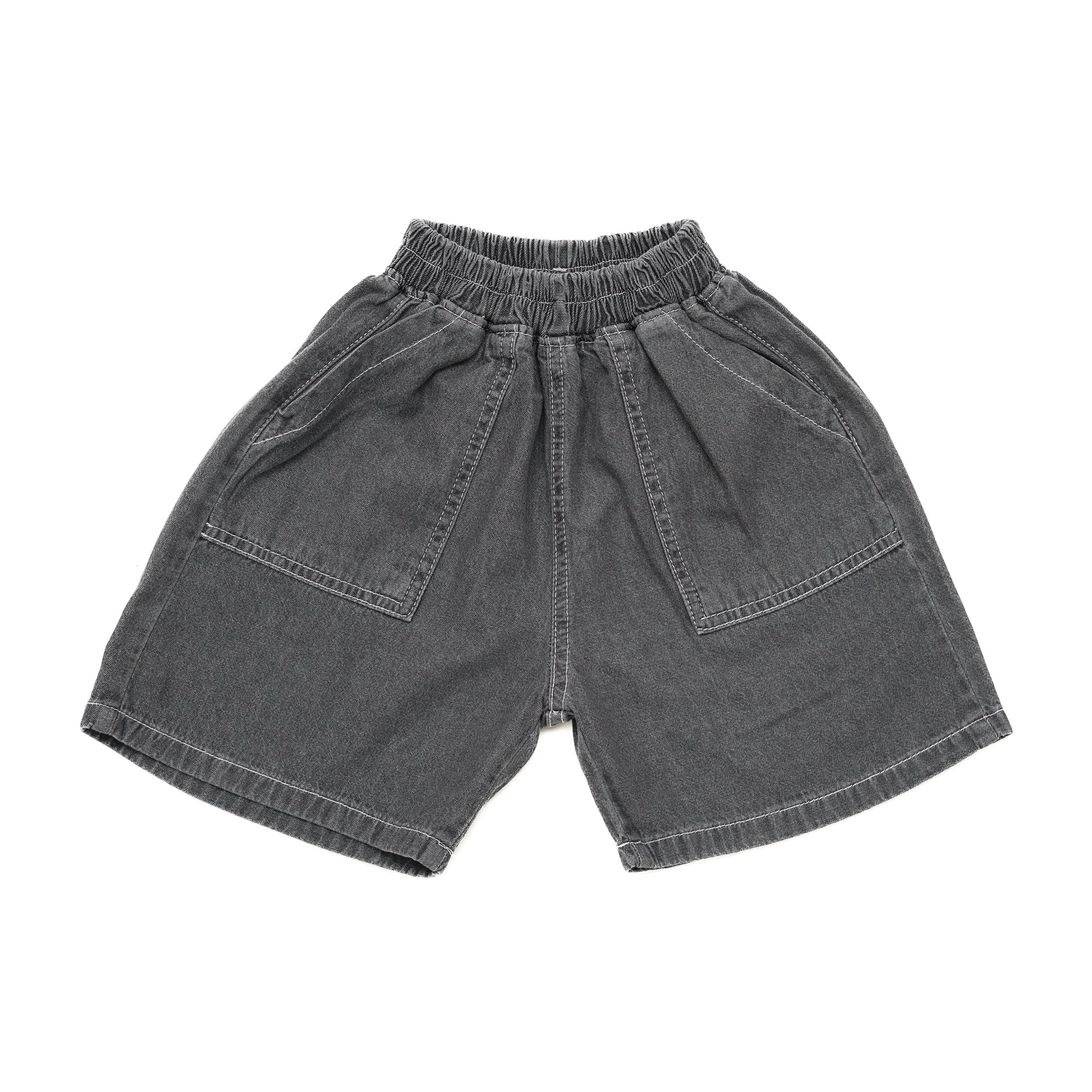 Kids Grey Chambray Pocket Shorts