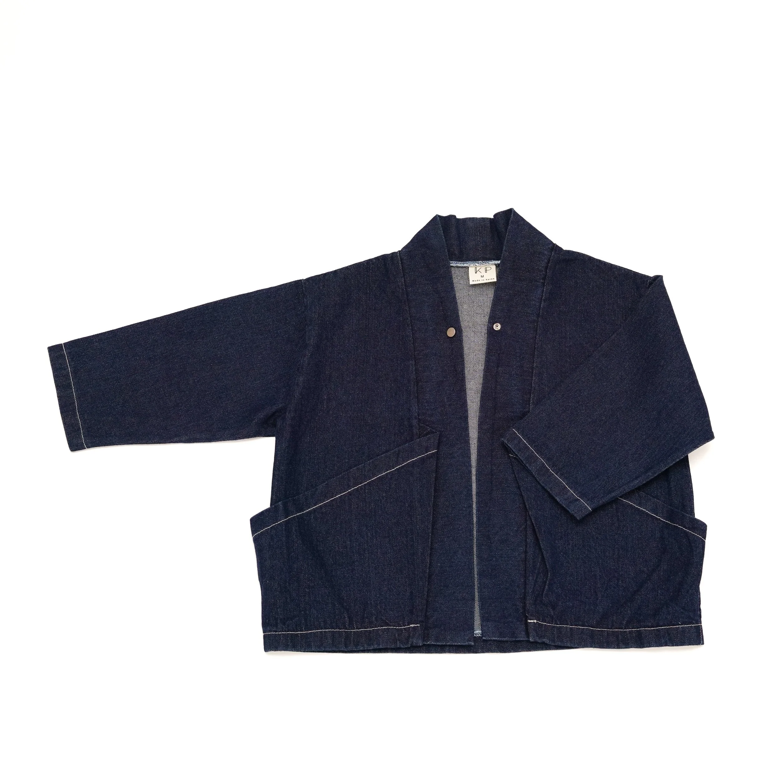 Kids Collar Denim Jacket- Dark Denim